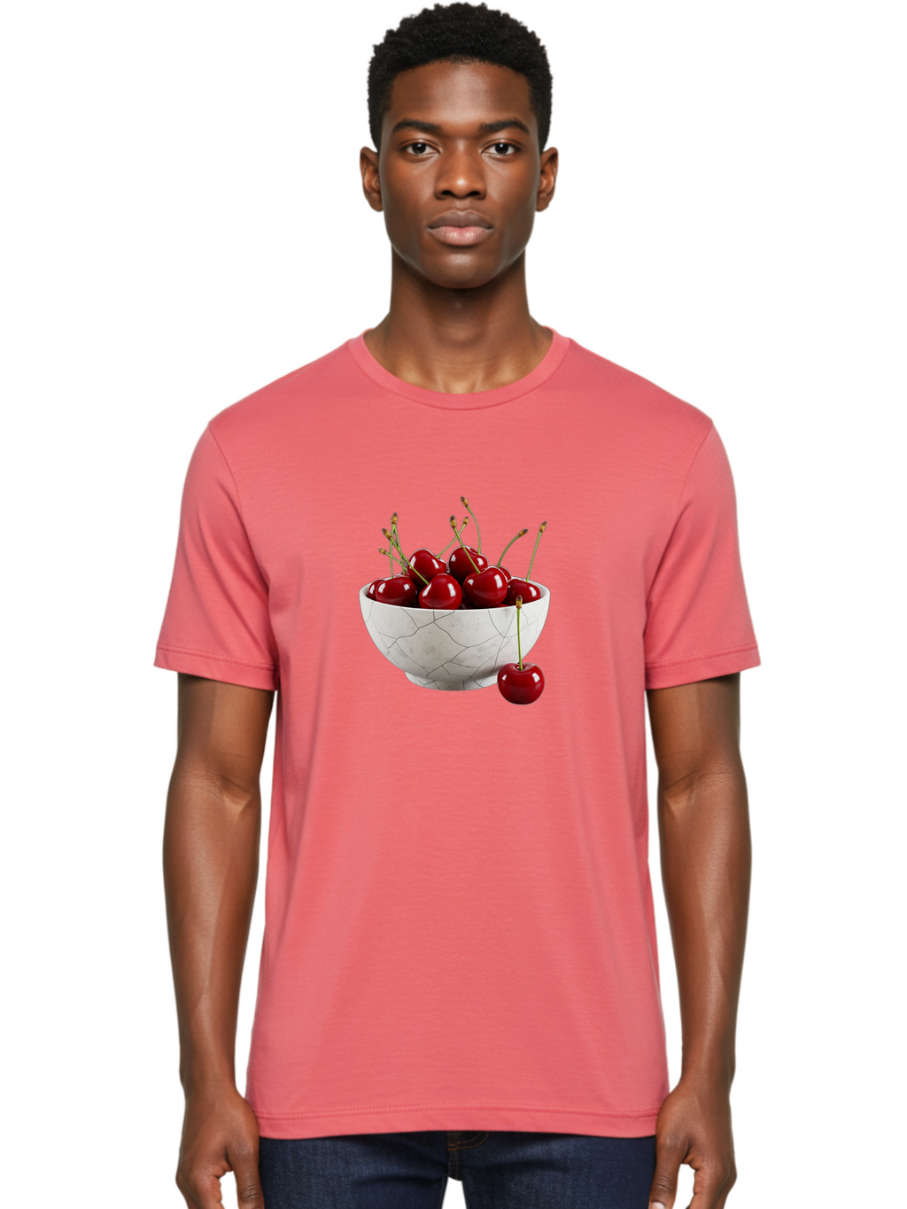 Cherries-In-Cracked-White-Bowl Men'S Graphic Tee, 100% Cotton, Comfortable Casual Summer Wear, Machine Washable, Vintage Camera, Old Camera, Antique Camera, Black Camera, Classic Photography, Photography Equipment, Nostalgic Device, Bai704