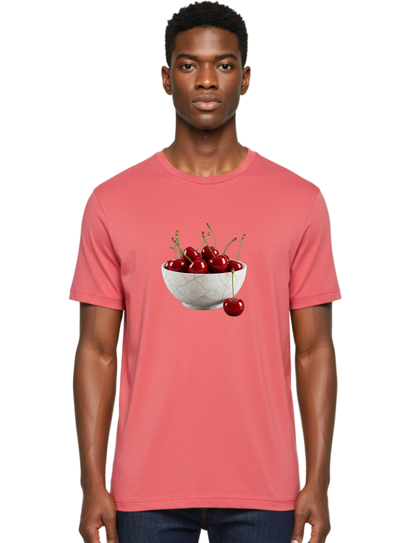 Cherries-In-Cracked-White-Bowl Men'S Graphic Tee, 100% Cotton, Comfortable Casual Summer Wear, Machine Washable, Vintage Camera, Old Camera, Antique Camera, Black Camera, Classic Photography, Photography Equipment, Nostalgic Device, Bai704
