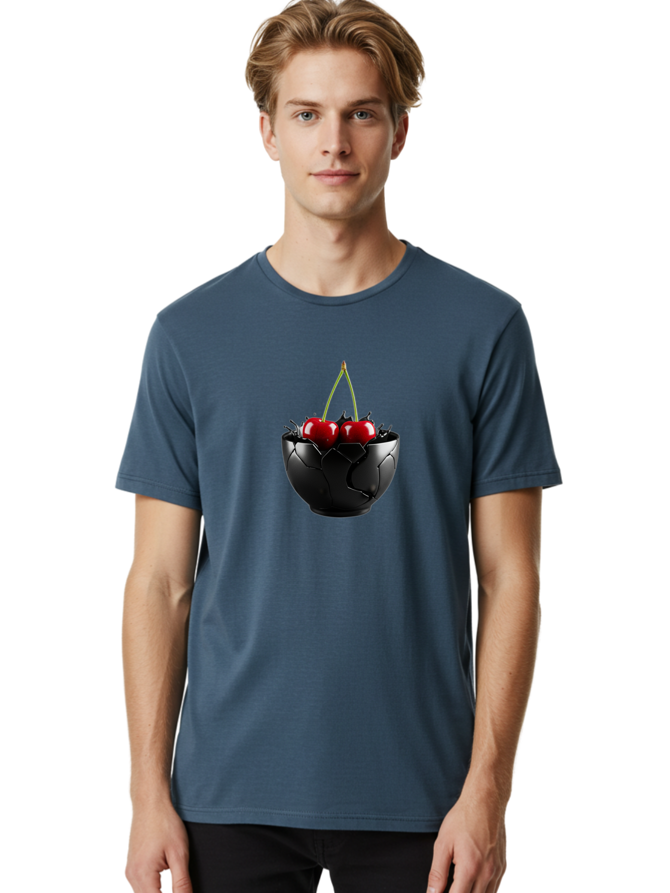 Cherries-In-Eggshell-Bowl Men'S Graphic Tee, 100% Cotton, Comfortable Casual Summer Wear, Machine Washable, Vintage Camera, Old Camera, Antique Camera, Black Camera, Classic Photography, Photography Equipment, Nostalgic Device, Film Camera, Bai705