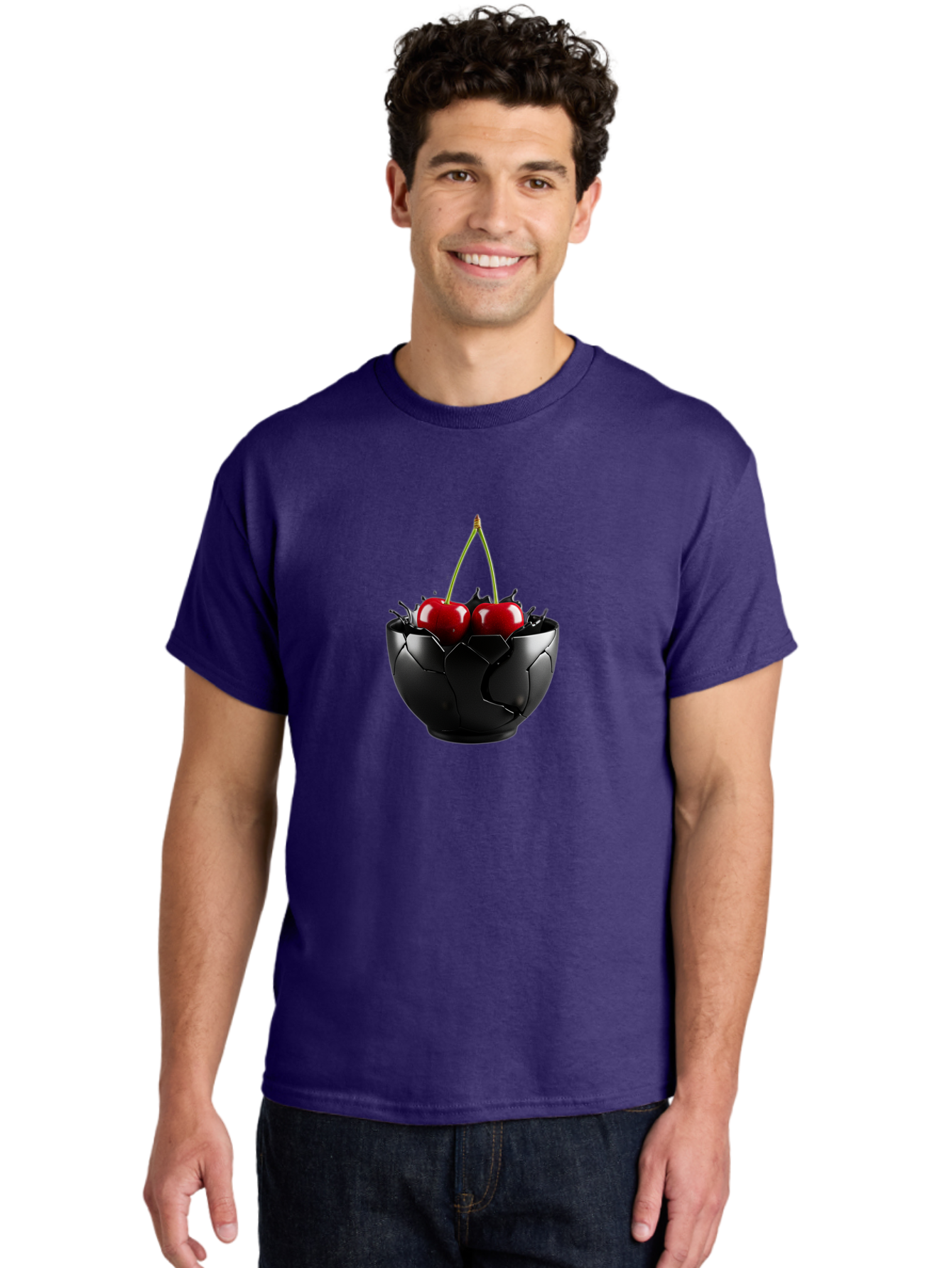 Cherries-In-Eggshell-Bowl Men'S Graphic Tee, 100% Cotton, Comfortable Casual Summer Wear, Machine Washable, Vintage Camera, Old Camera, Antique Camera, Black Camera, Classic Photography, Photography Equipment, Nostalgic Device, Film Camera, Bai705