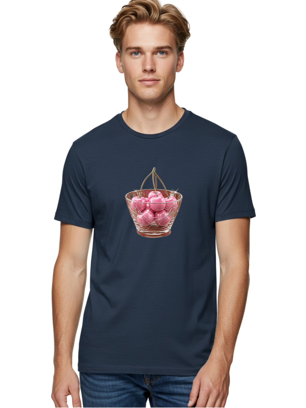 Cherries-In-Glass-Basket Men'S Graphic Tee, 100% Cotton, Comfortable Casual Summer Wear, Machine Washable, Vintage Camera, Old Camera, Antique Camera, Black Camera, Classic Photography, Photography Equipment, Nostalgic Device, Film Camera, Bai706