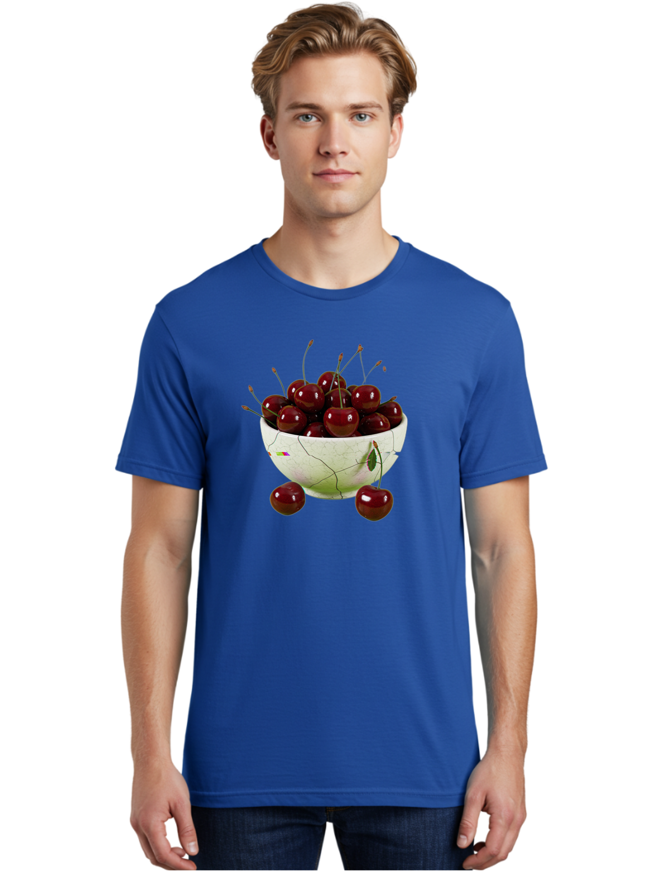 Cherries-In-Kintsugi-Bowl-1 Men'S Graphic Tee, 100% Cotton, Comfortable Casual Summer Wear, Machine Washable, Vintage Camera, Old Camera, Antique Camera, Black Camera, Classic Photography, Photography Equipment, Nostalgic Device, Film Camera, Bai707