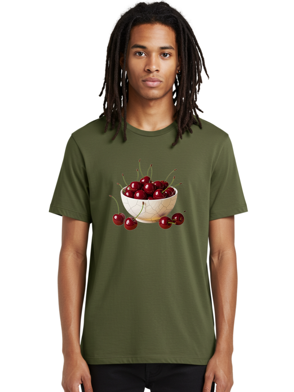 Cherries-In-Kintsugi-Bowl-2 Men'S Graphic Tee, 100% Cotton, Comfortable Casual Summer Wear, Machine Washable, Vintage Camera, Old Camera, Antique Camera, Black Camera, Classic Photography, Photography Equipment, Nostalgic Device, Film Camera, Bai708