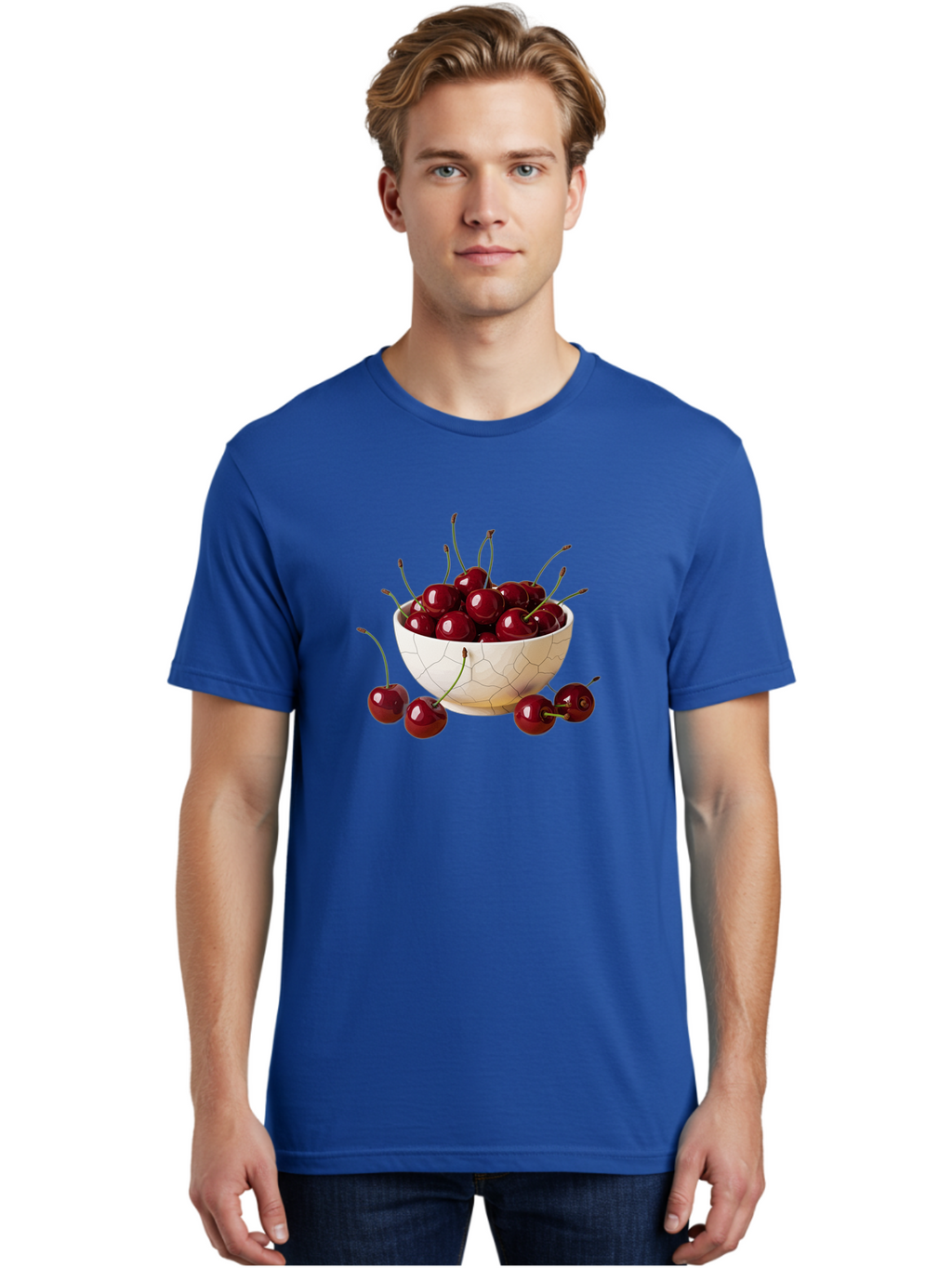 Cherries-In-Kintsugi-Bowl-2 Men'S Graphic Tee, 100% Cotton, Comfortable Casual Summer Wear, Machine Washable, Vintage Camera, Old Camera, Antique Camera, Black Camera, Classic Photography, Photography Equipment, Nostalgic Device, Film Camera, Bai708