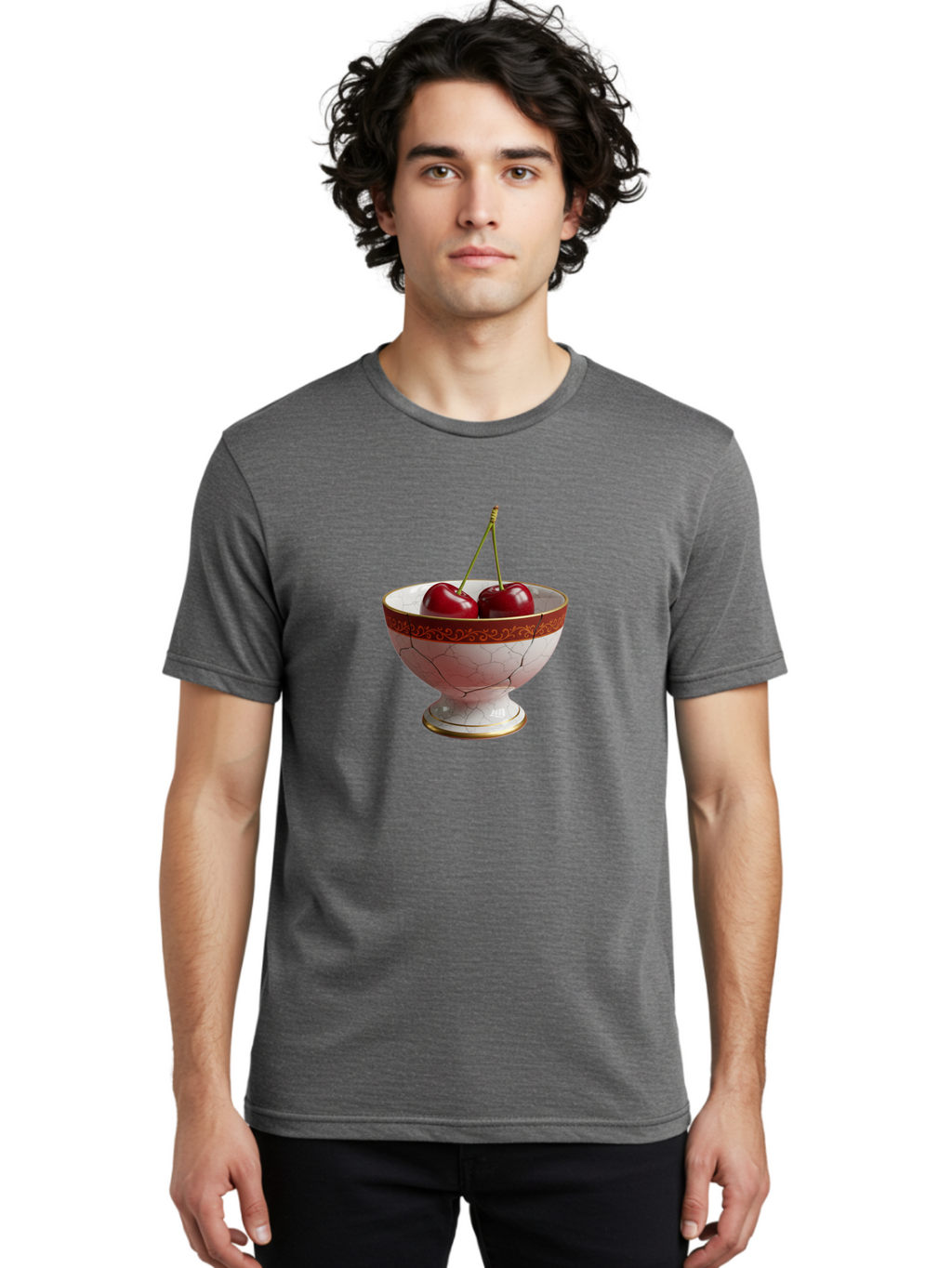 Cherries-In-Kintsugi-Bowl Men'S Graphic Tee, 100% Cotton, Comfortable Casual Summer Wear, Machine Washable, Vintage Camera, Old Camera, Antique Camera, Black Camera, Classic Photography, Photography Equipment, Nostalgic Device, Film Camera, Bai709