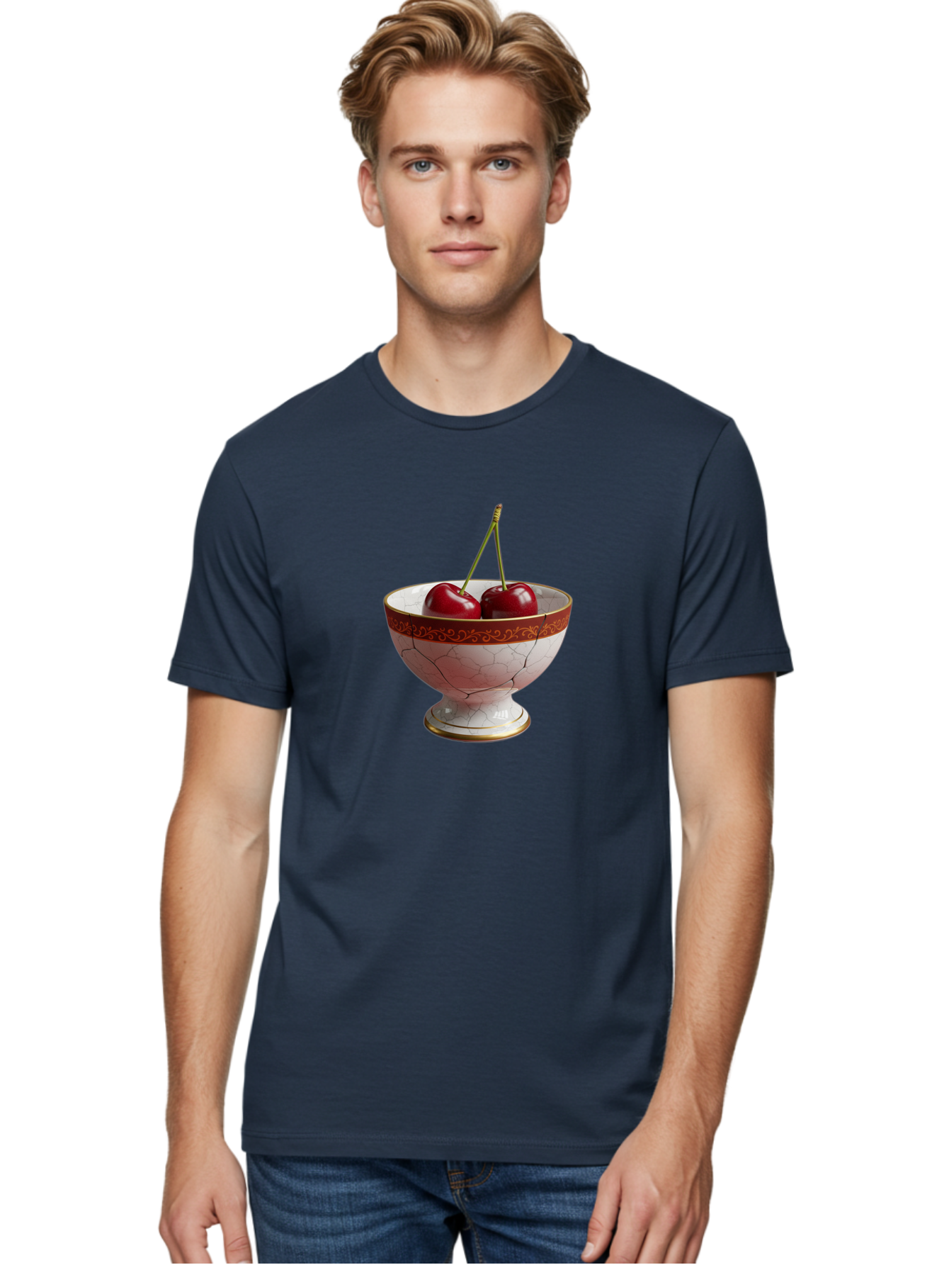 Cherries-In-Kintsugi-Bowl Men'S Graphic Tee, 100% Cotton, Comfortable Casual Summer Wear, Machine Washable, Vintage Camera, Old Camera, Antique Camera, Black Camera, Classic Photography, Photography Equipment, Nostalgic Device, Film Camera, Bai709