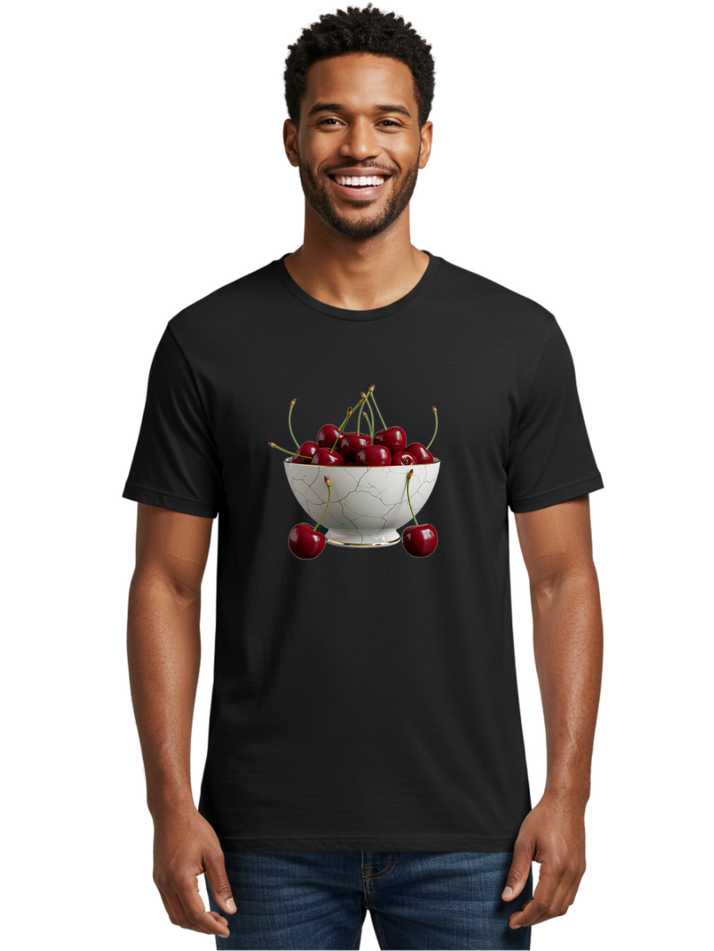 Cherries-In-Marble-Bowl Men'S Graphic Tee, 100% Cotton, Comfortable Casual Summer Wear, Machine Washable, Vintage Camera, Old Camera, Antique Camera, Black Camera, Classic Photography, Photography Equipment, Nostalgic Device, Film Camera, Bai710