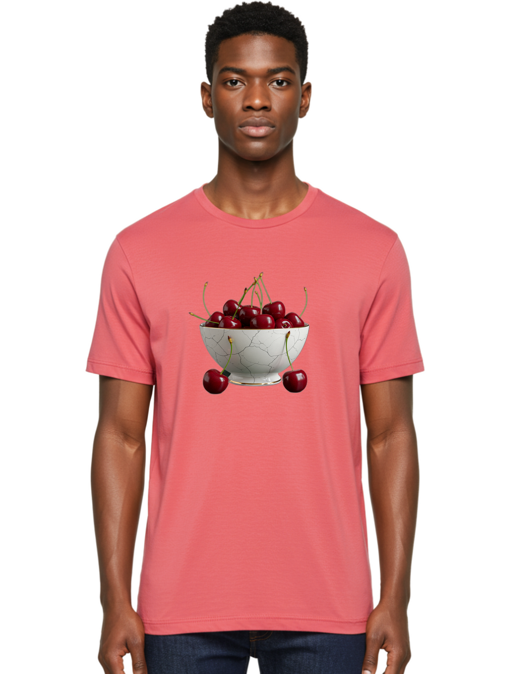 Cherries-In-Marble-Bowl Men'S Graphic Tee, 100% Cotton, Comfortable Casual Summer Wear, Machine Washable, Vintage Camera, Old Camera, Antique Camera, Black Camera, Classic Photography, Photography Equipment, Nostalgic Device, Film Camera, Bai710