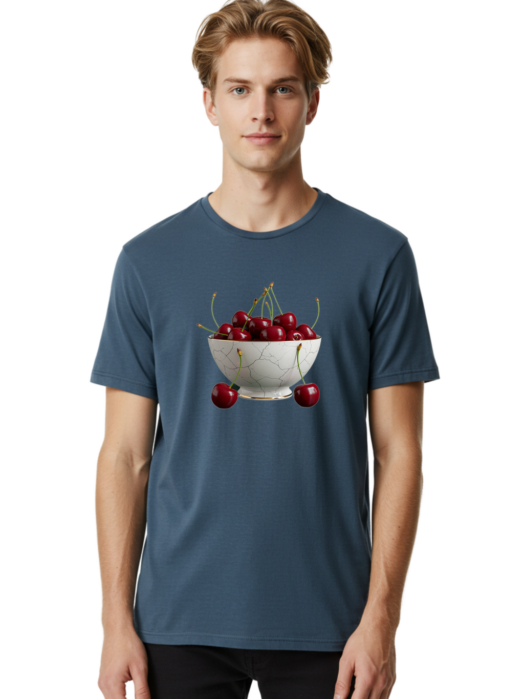 Cherries-In-Marble-Bowl Men'S Graphic Tee, 100% Cotton, Comfortable Casual Summer Wear, Machine Washable, Vintage Camera, Old Camera, Antique Camera, Black Camera, Classic Photography, Photography Equipment, Nostalgic Device, Film Camera, Bai710