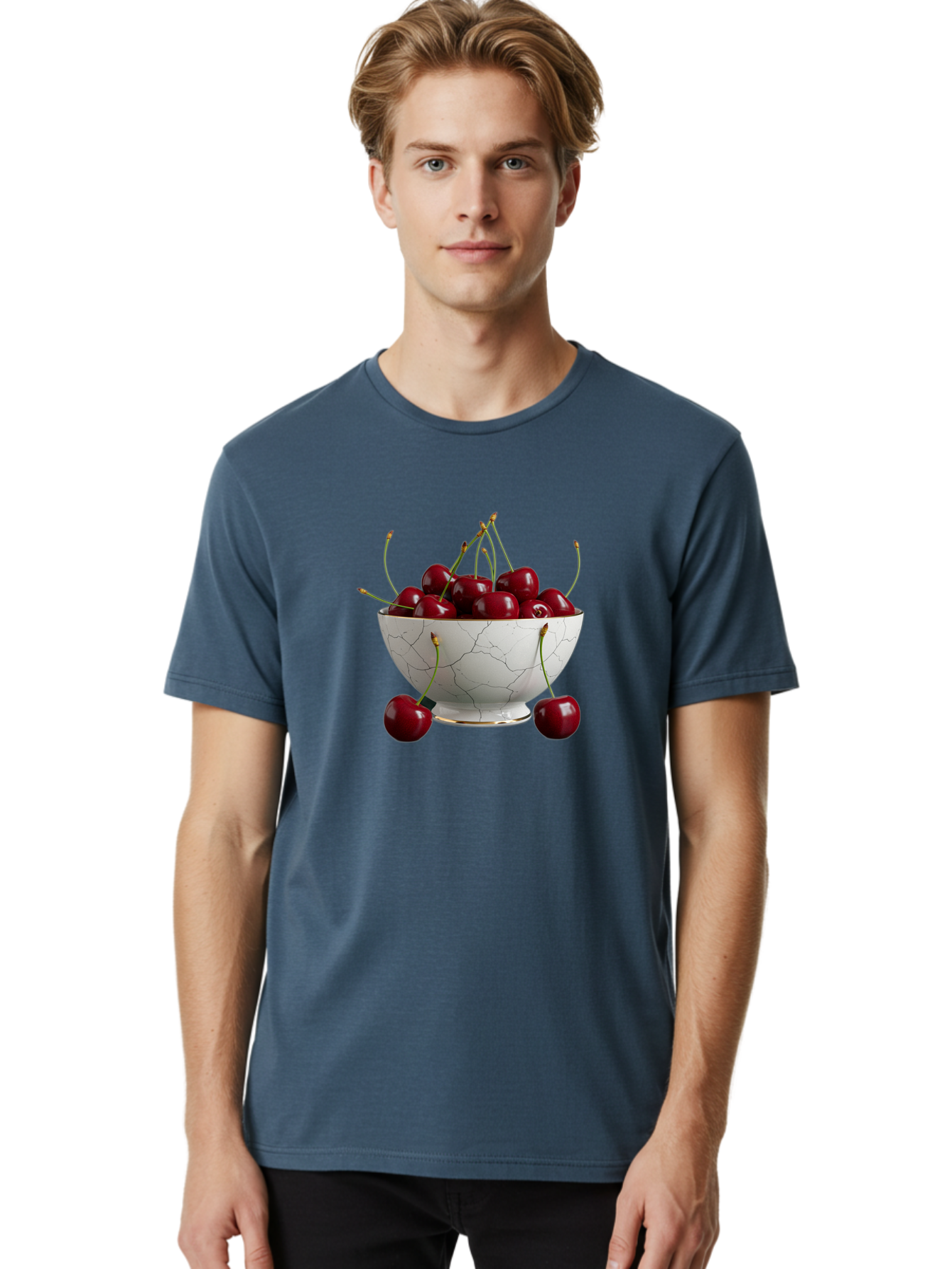 Cherries-In-Marble-Bowl Men'S Graphic Tee, 100% Cotton, Comfortable Casual Summer Wear, Machine Washable, Vintage Camera, Old Camera, Antique Camera, Black Camera, Classic Photography, Photography Equipment, Nostalgic Device, Film Camera, Bai710