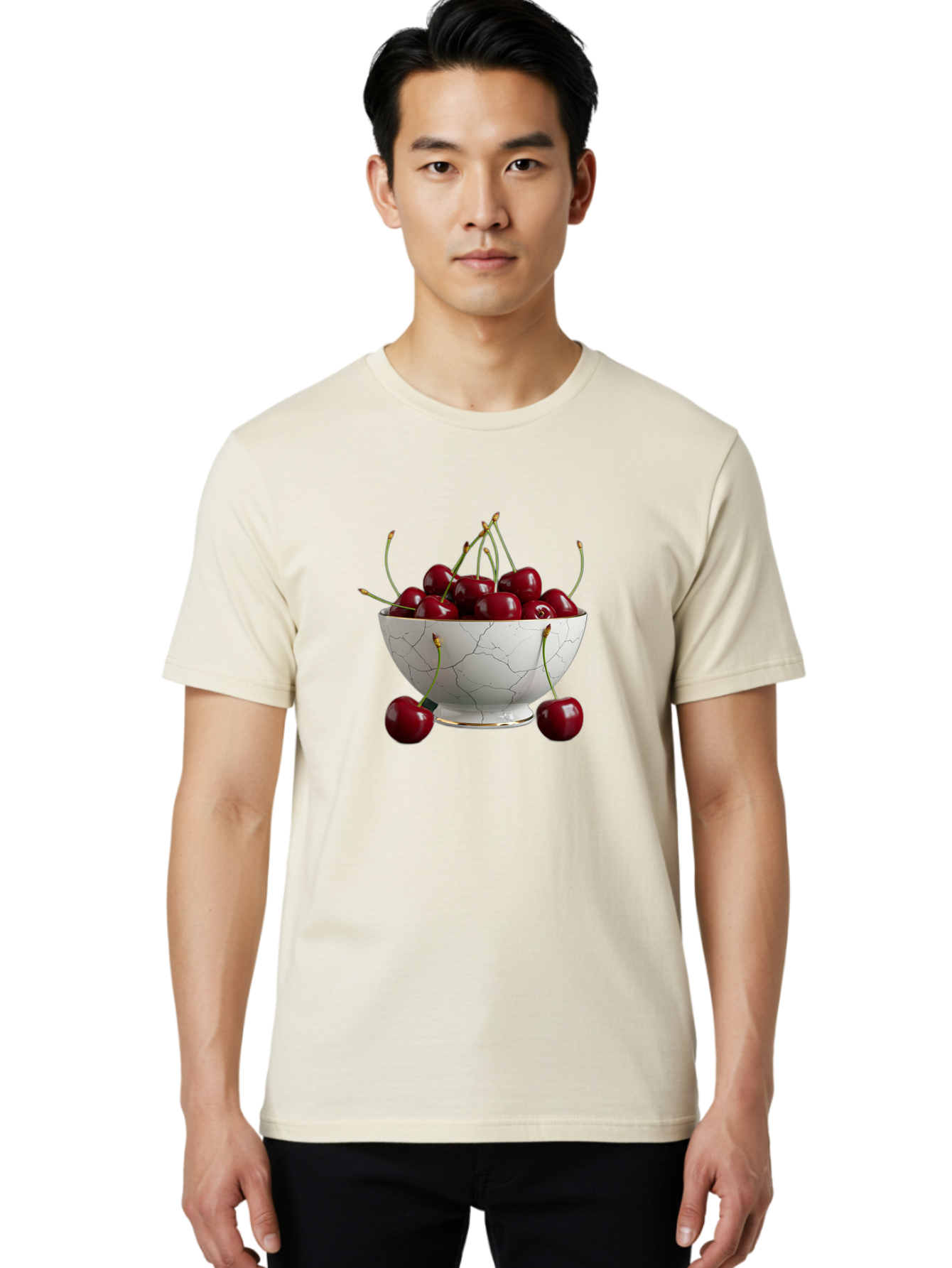 Cherries-In-Marble-Bowl Men'S Graphic Tee, 100% Cotton, Comfortable Casual Summer Wear, Machine Washable, Vintage Camera, Old Camera, Antique Camera, Black Camera, Classic Photography, Photography Equipment, Nostalgic Device, Film Camera, Bai710