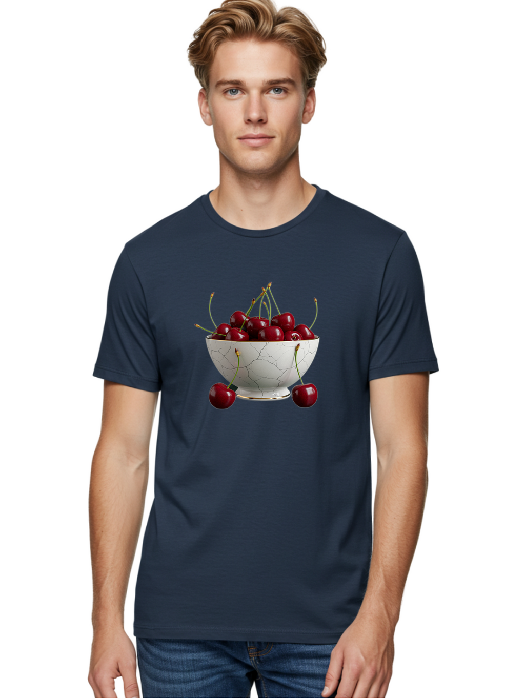 Cherries-In-Marble-Bowl Men'S Graphic Tee, 100% Cotton, Comfortable Casual Summer Wear, Machine Washable, Vintage Camera, Old Camera, Antique Camera, Black Camera, Classic Photography, Photography Equipment, Nostalgic Device, Film Camera, Bai710