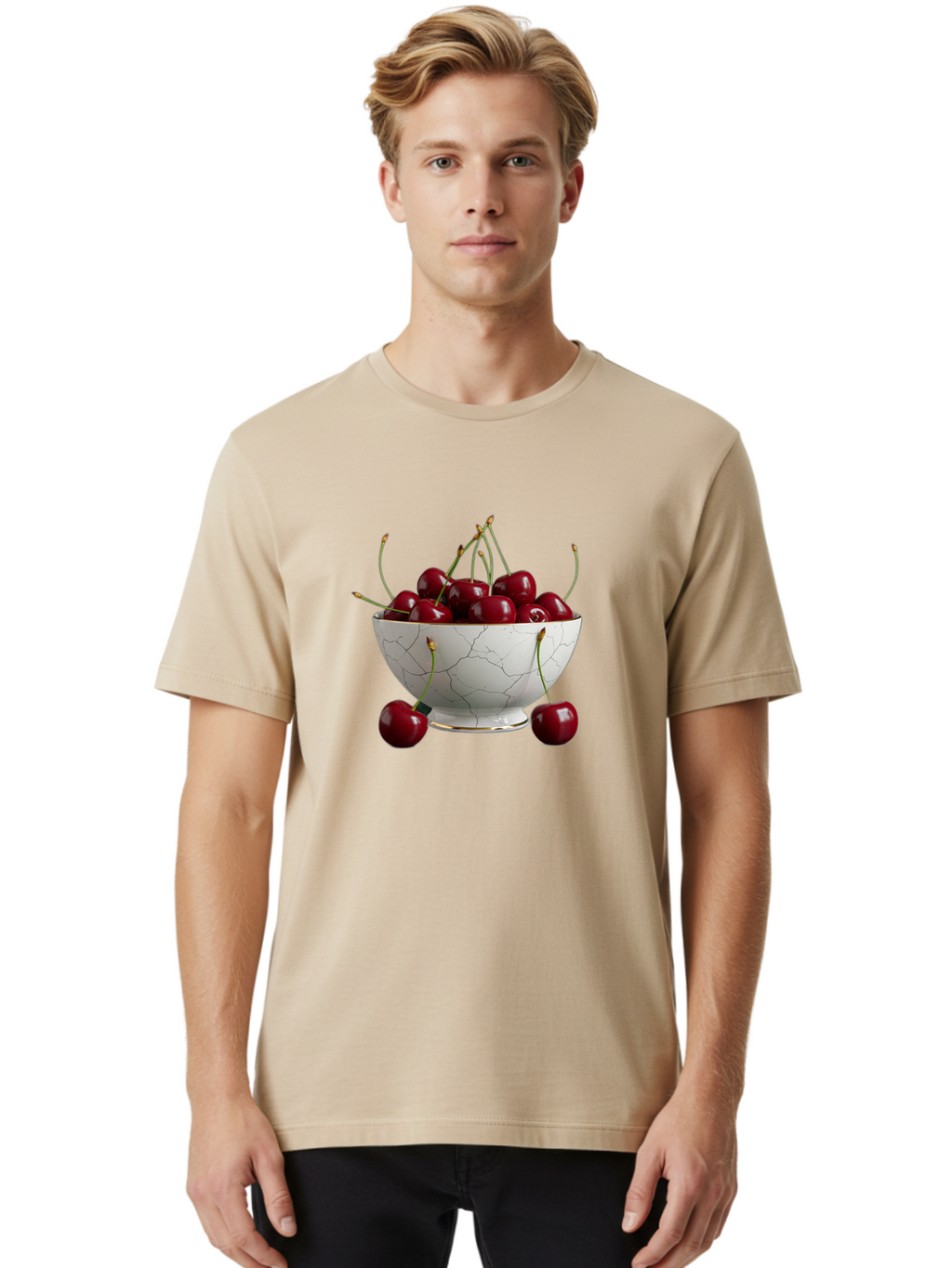 Cherries-In-Marble-Bowl Men'S Graphic Tee, 100% Cotton, Comfortable Casual Summer Wear, Machine Washable, Vintage Camera, Old Camera, Antique Camera, Black Camera, Classic Photography, Photography Equipment, Nostalgic Device, Film Camera, Bai710
