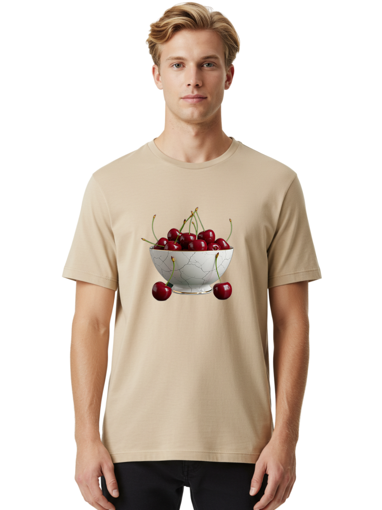 Cherries-In-Marble-Bowl Men'S Graphic Tee, 100% Cotton, Comfortable Casual Summer Wear, Machine Washable, Vintage Camera, Old Camera, Antique Camera, Black Camera, Classic Photography, Photography Equipment, Nostalgic Device, Film Camera, Bai710