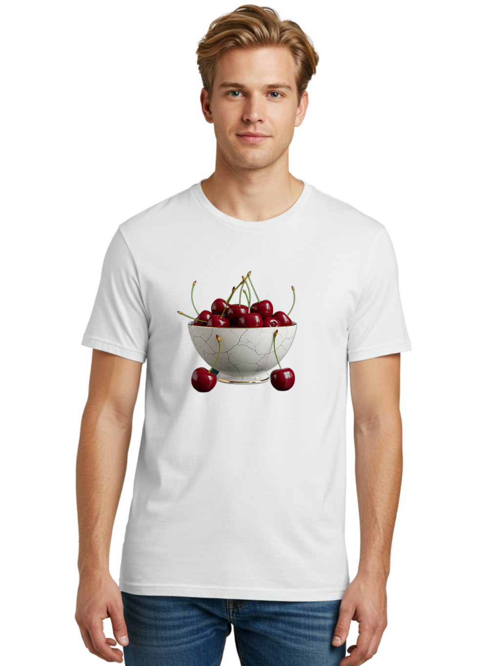 Cherries-In-Marble-Bowl Men'S Graphic Tee, 100% Cotton, Comfortable Casual Summer Wear, Machine Washable, Vintage Camera, Old Camera, Antique Camera, Black Camera, Classic Photography, Photography Equipment, Nostalgic Device, Film Camera, Bai710