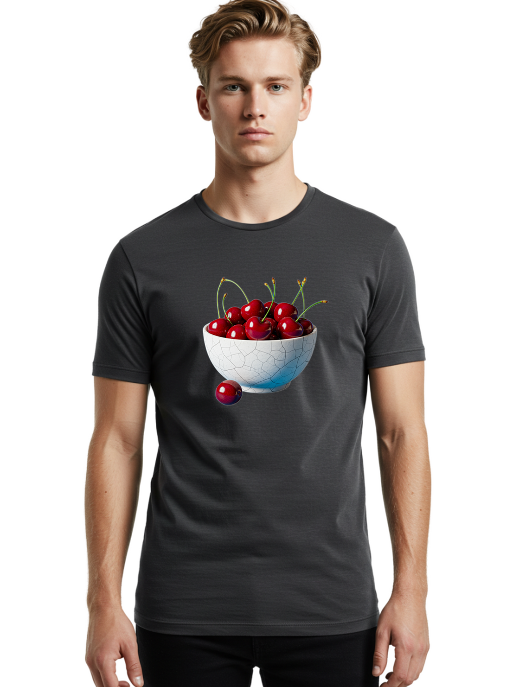 Cherries-In-White-Bowl Men'S Graphic Tee, 100% Cotton, Comfortable Casual Summer Wear, Machine Washable, Vintage Camera, Old Camera, Antique Camera, Black Camera, Classic Photography, Photography Equipment, Nostalgic Device, Film Camera, Bai712