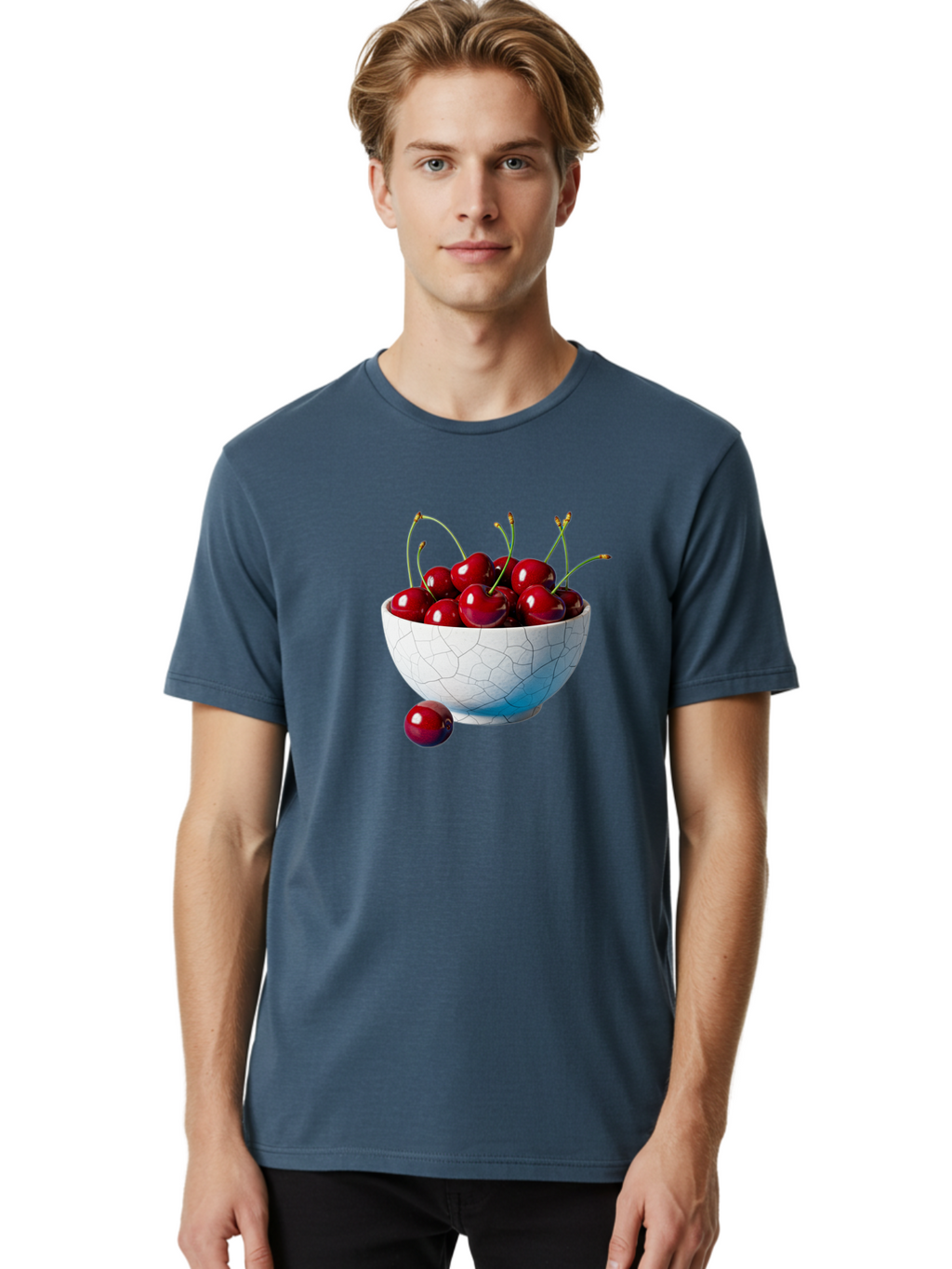 Cherries-In-White-Bowl Men'S Graphic Tee, 100% Cotton, Comfortable Casual Summer Wear, Machine Washable, Vintage Camera, Old Camera, Antique Camera, Black Camera, Classic Photography, Photography Equipment, Nostalgic Device, Film Camera, Bai712