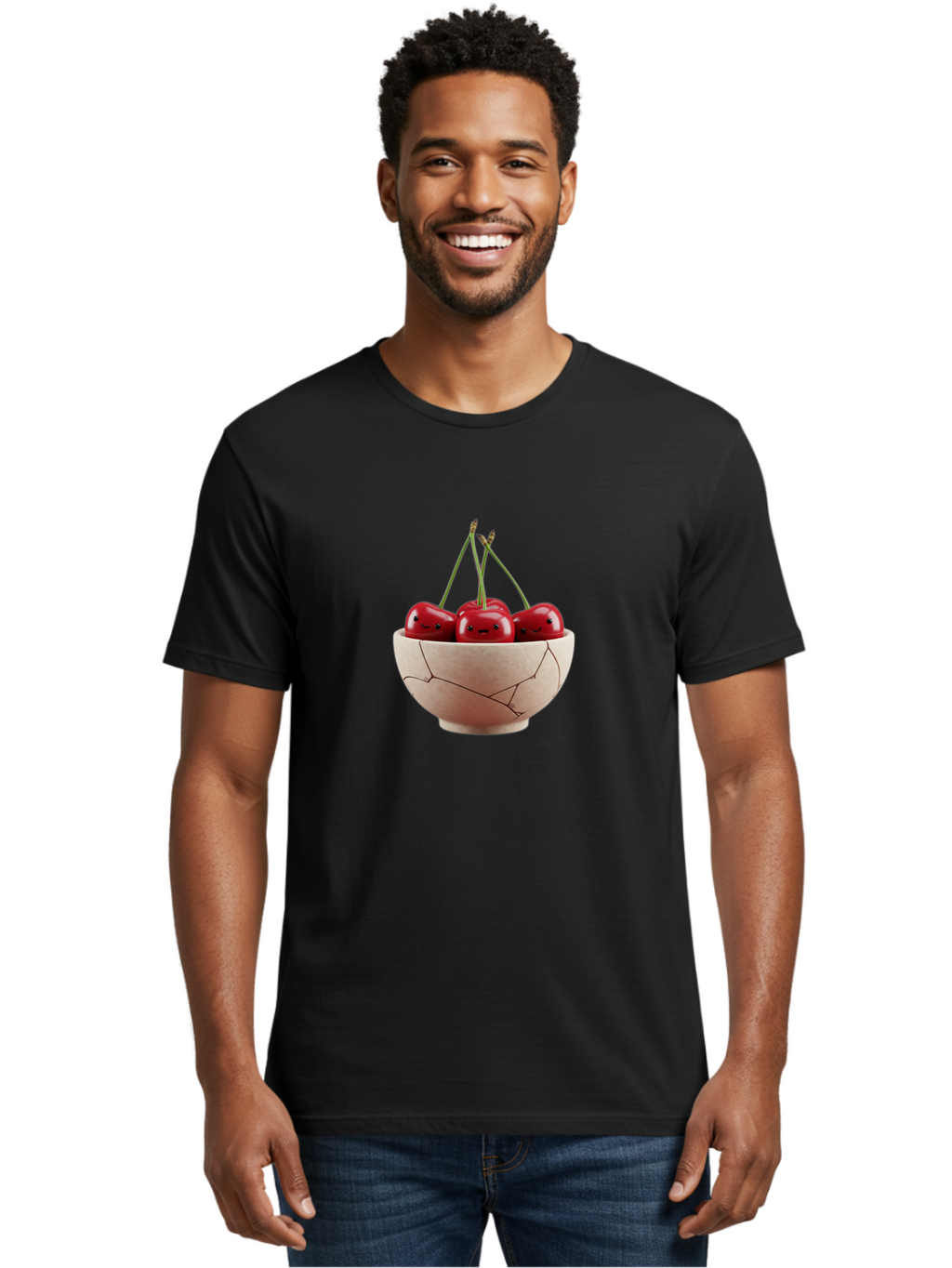 Cherries-With-Faces-In-Broken-Bowl Men'S Graphic Tee, 100% Cotton, Comfortable Casual Summer Wear, Machine Washable, Vintage Camera, Old Camera, Antique Camera, Black Camera, Classic Photography, Photography Equipment, Nostalgic Device, Bai714
