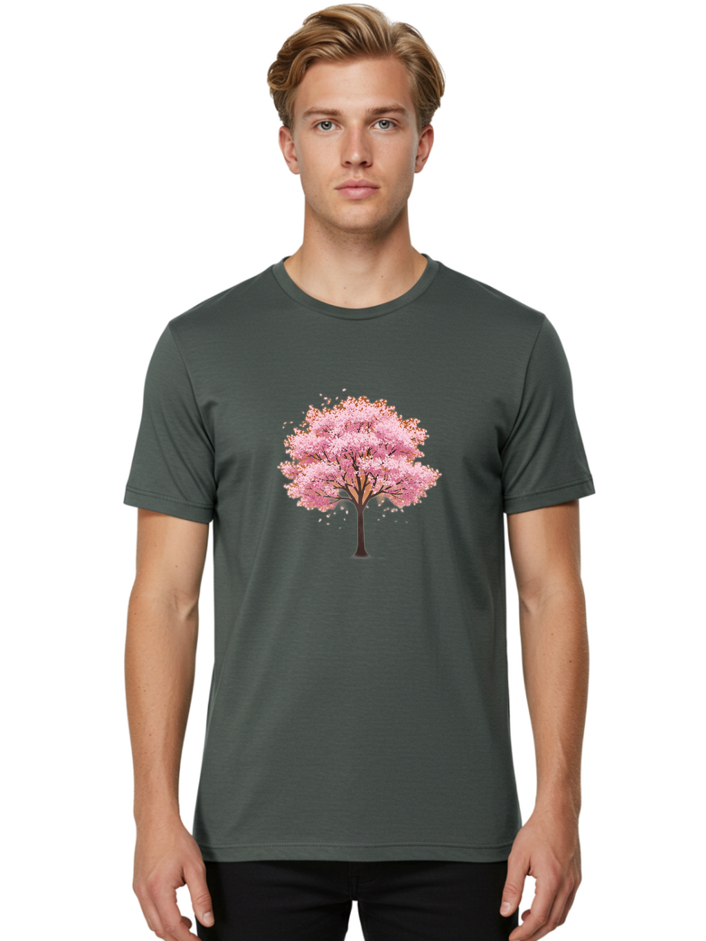 Cherry-Blossom-Tree-2 Men'S Graphic Tee, 100% Cotton, Comfortable Casual Summer Wear, Machine Washable, Vintage Camera, Old Camera, Antique Camera, Black Camera, Classic Photography, Photography Equipment, Nostalgic Device, Film Camera, Bai720