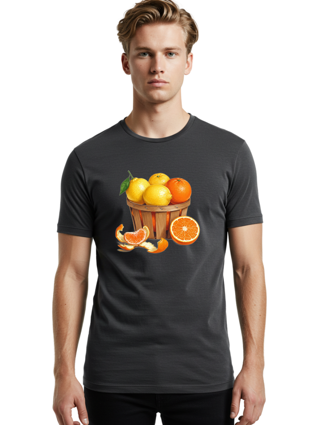 Citrus-Fruits-In-Basket Men'S Graphic Tee, 100% Cotton, Comfortable Casual Summer Wear, Machine Washable, Vintage Camera, Old Camera, Antique Camera, Black Camera, Classic Photography, Photography Equipment, Nostalgic Device, Film Camera, Bai724