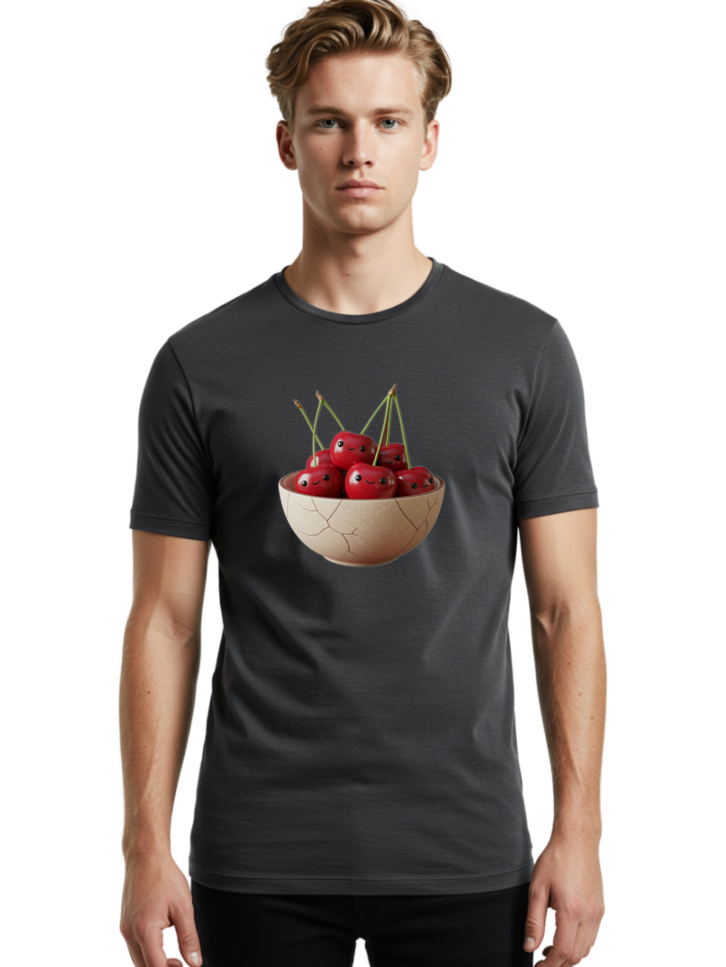 Cracked-Bowl-Cherries-1 Men'S Graphic Tee, 100% Cotton, Comfortable Casual Summer Wear, Machine Washable, Vintage Camera, Old Camera, Antique Camera, Black Camera, Classic Photography, Photography Equipment, Nostalgic Device, Film Camera, Bai738