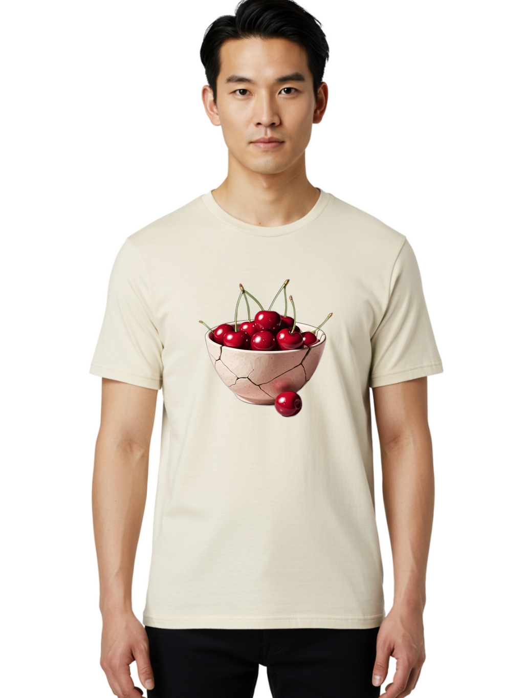 Cracked-Bowl-Cherries-4 Men'S Graphic Tee, 100% Cotton, Comfortable Casual Summer Wear, Machine Washable, Vintage Camera, Old Camera, Antique Camera, Black Camera, Classic Photography, Photography Equipment, Nostalgic Device, Film Camera, Bai741