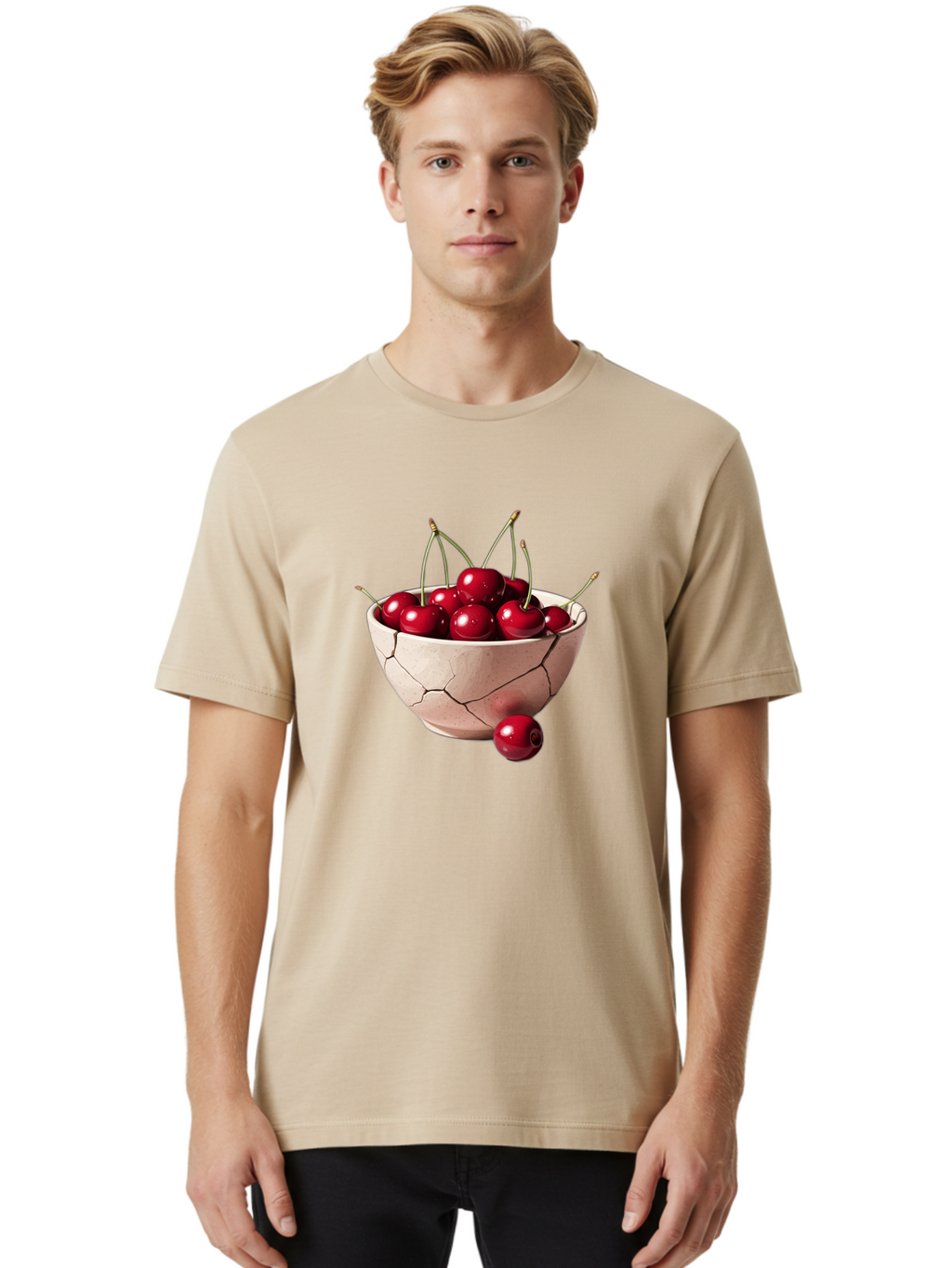 Cracked-Bowl-Cherries-4 Men'S Graphic Tee, 100% Cotton, Comfortable Casual Summer Wear, Machine Washable, Vintage Camera, Old Camera, Antique Camera, Black Camera, Classic Photography, Photography Equipment, Nostalgic Device, Film Camera, Bai741