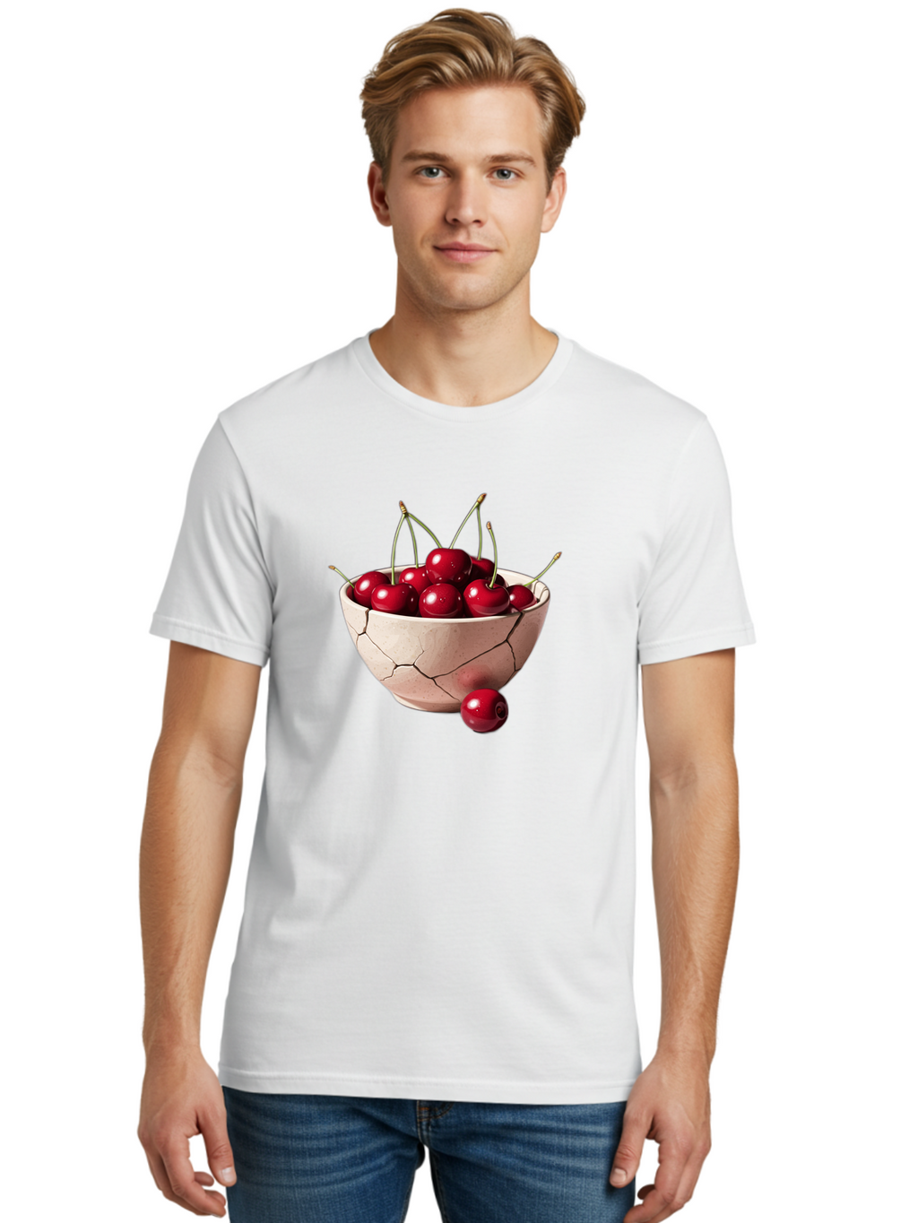Cracked-Bowl-Cherries-4 Men'S Graphic Tee, 100% Cotton, Comfortable Casual Summer Wear, Machine Washable, Vintage Camera, Old Camera, Antique Camera, Black Camera, Classic Photography, Photography Equipment, Nostalgic Device, Film Camera, Bai741