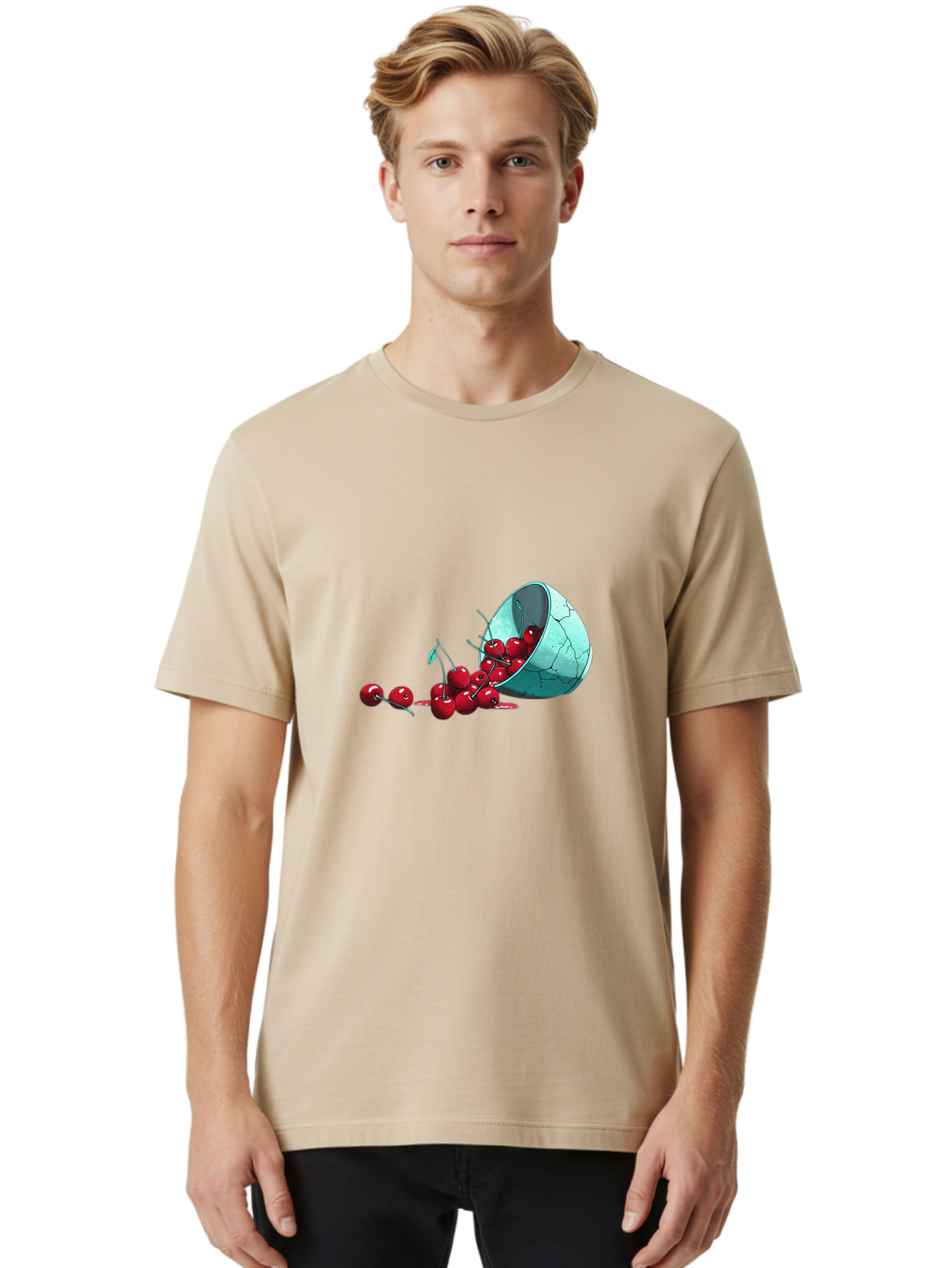 Cracked-Cup-Cherries Men'S Graphic Tee, 100% Cotton, Comfortable Casual Summer Wear, Machine Washable, Vintage Camera, Old Camera, Antique Camera, Black Camera, Classic Photography, Photography Equipment, Nostalgic Device, Film Camera, Bai745