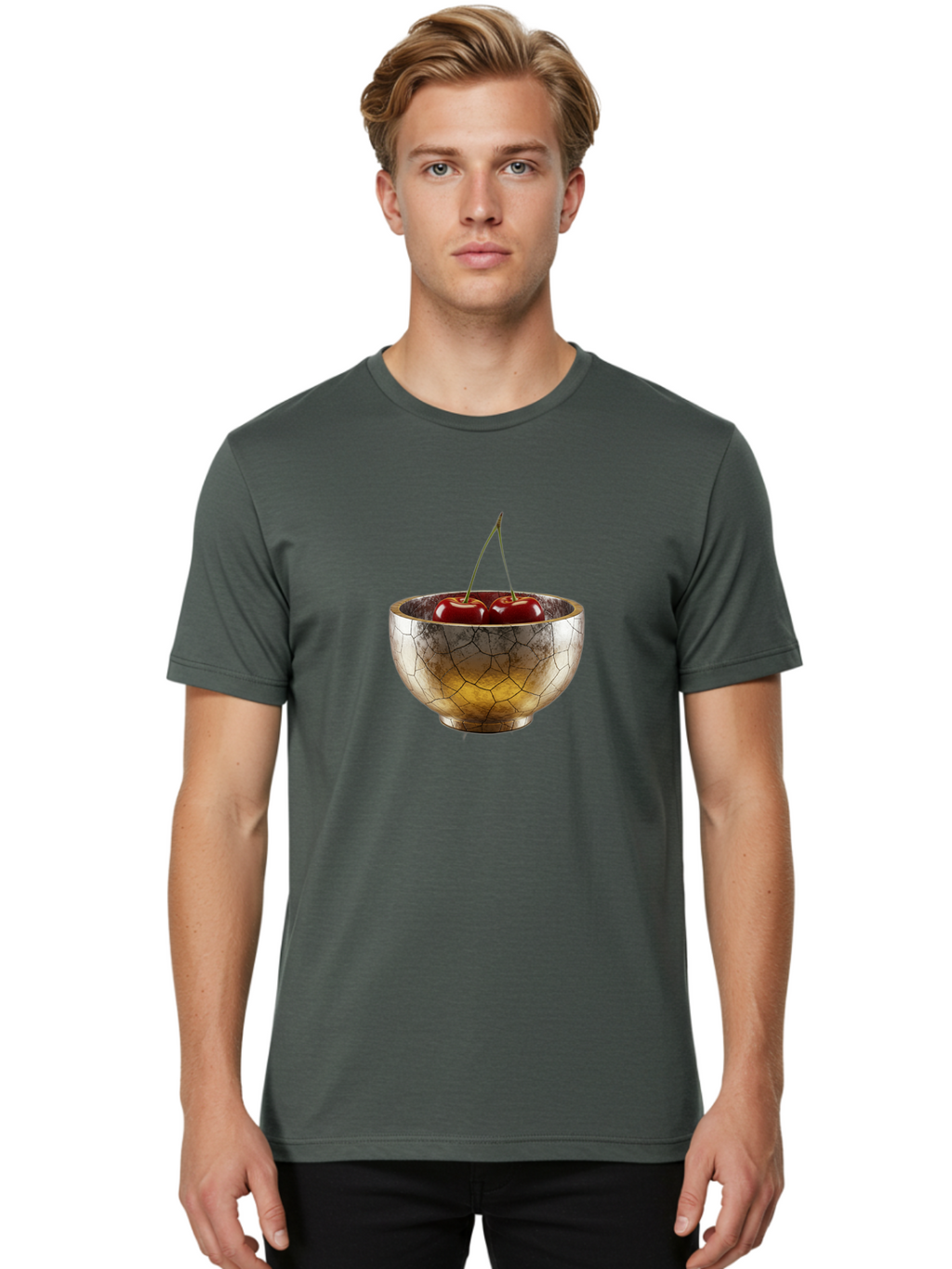 Cracked-Gold-Bowl-With-Cherries Men'S Graphic Tee, 100% Cotton, Comfortable Casual Summer Wear, Machine Washable, Vintage Camera, Old Camera, Antique Camera, Black Camera, Classic Photography, Photography Equipment, Nostalgic Device, Bai747