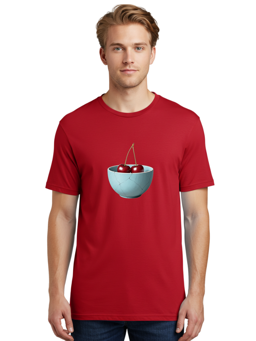 Cracked-White-Bowl-Cherries Men'S Graphic Tee, 100% Cotton, Comfortable Casual Summer Wear, Machine Washable, Vintage Camera, Old Camera, Antique Camera, Black Camera, Classic Photography, Photography Equipment, Nostalgic Device, Film Camera, Bai748