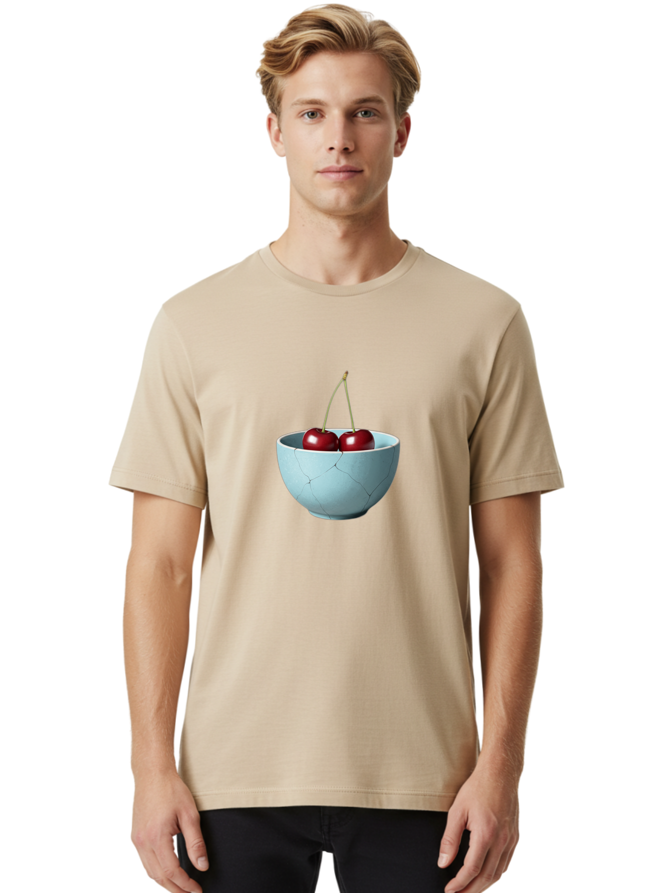 Cracked-White-Bowl-Cherries Men'S Graphic Tee, 100% Cotton, Comfortable Casual Summer Wear, Machine Washable, Vintage Camera, Old Camera, Antique Camera, Black Camera, Classic Photography, Photography Equipment, Nostalgic Device, Film Camera, Bai748