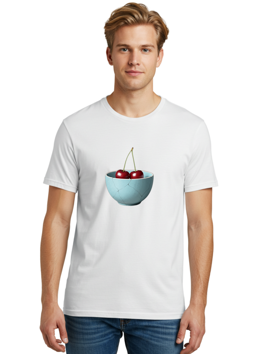 Cracked-White-Bowl-Cherries Men'S Graphic Tee, 100% Cotton, Comfortable Casual Summer Wear, Machine Washable, Vintage Camera, Old Camera, Antique Camera, Black Camera, Classic Photography, Photography Equipment, Nostalgic Device, Film Camera, Bai748