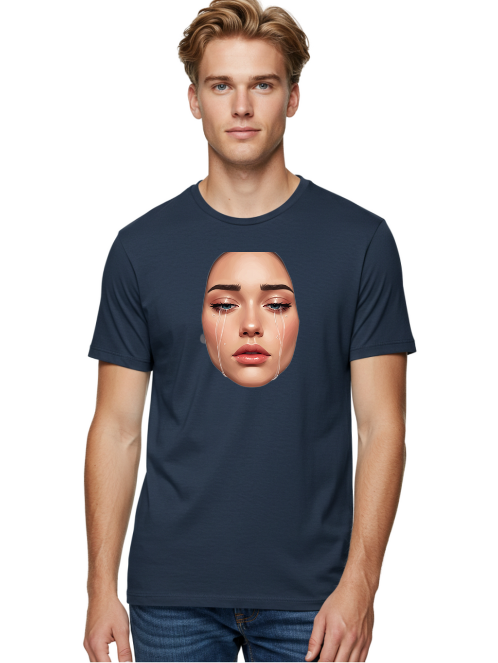 Crying-Face-1 Men'S Graphic Tee, 100% Cotton, Comfortable Casual Summer Wear, Machine Washable, Vintage Camera, Old Camera, Antique Camera, Black Camera, Classic Photography, Photography Equipment, Nostalgic Device, Film Camera, Camera Art Bai751