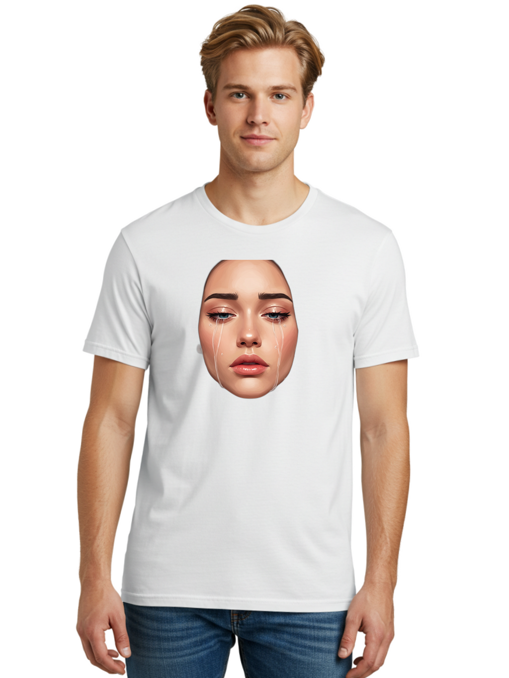 Crying-Face-1 Men'S Graphic Tee, 100% Cotton, Comfortable Casual Summer Wear, Machine Washable, Vintage Camera, Old Camera, Antique Camera, Black Camera, Classic Photography, Photography Equipment, Nostalgic Device, Film Camera, Camera Art Bai751