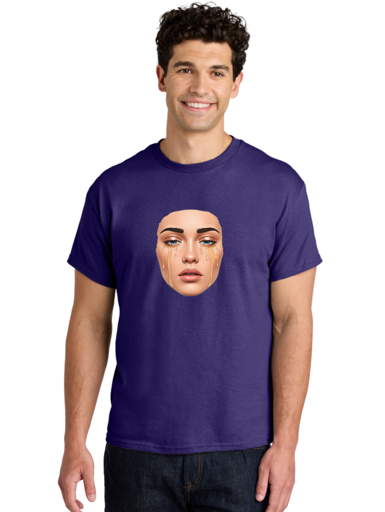 Crying-Face-2 Men'S Graphic Tee, 100% Cotton, Comfortable Casual Summer Wear, Machine Washable, Vintage Camera, Old Camera, Antique Camera, Black Camera, Classic Photography, Photography Equipment, Nostalgic Device, Film Camera, Camera Art Bai752