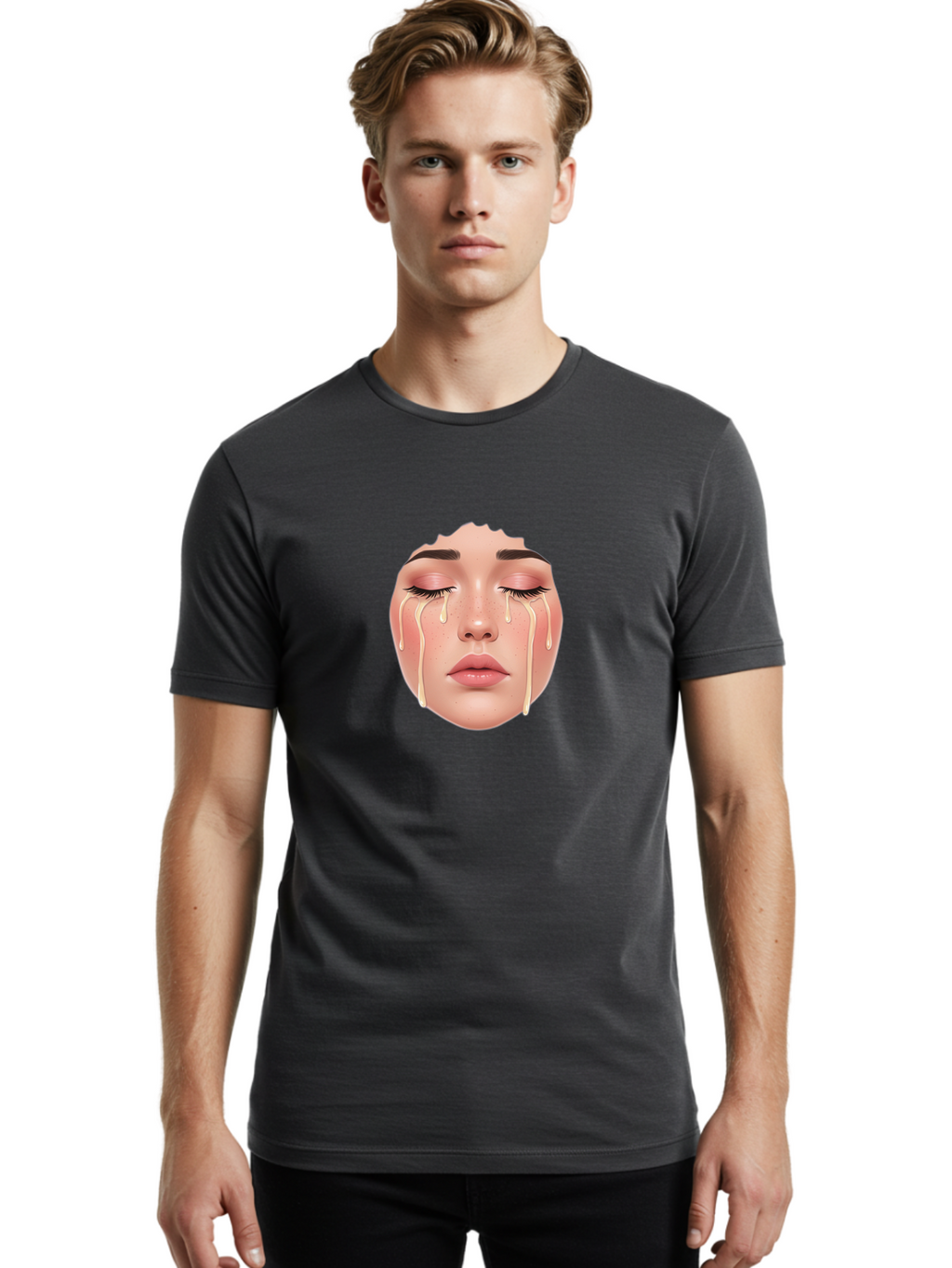 Crying-Face-Mask Men'S Graphic Tee, 100% Cotton, Comfortable Casual Summer Wear, Machine Washable, Vintage Camera, Old Camera, Antique Camera, Black Camera, Classic Photography, Photography Equipment, Nostalgic Device, Film Camera, Camera Art Bai755
