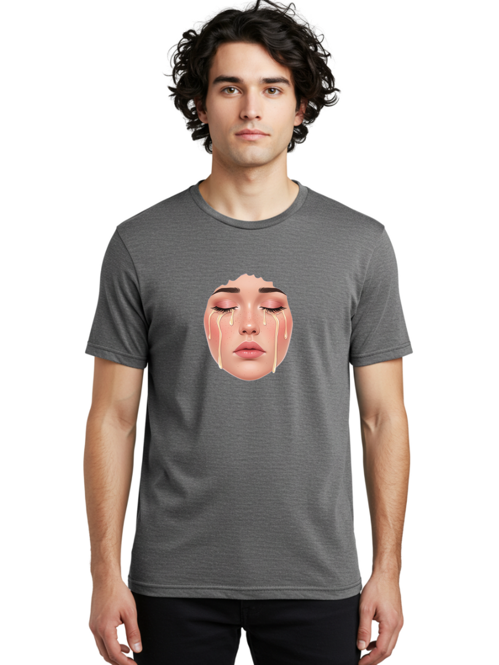 Crying-Face-Mask Men'S Graphic Tee, 100% Cotton, Comfortable Casual Summer Wear, Machine Washable, Vintage Camera, Old Camera, Antique Camera, Black Camera, Classic Photography, Photography Equipment, Nostalgic Device, Film Camera, Camera Art Bai755