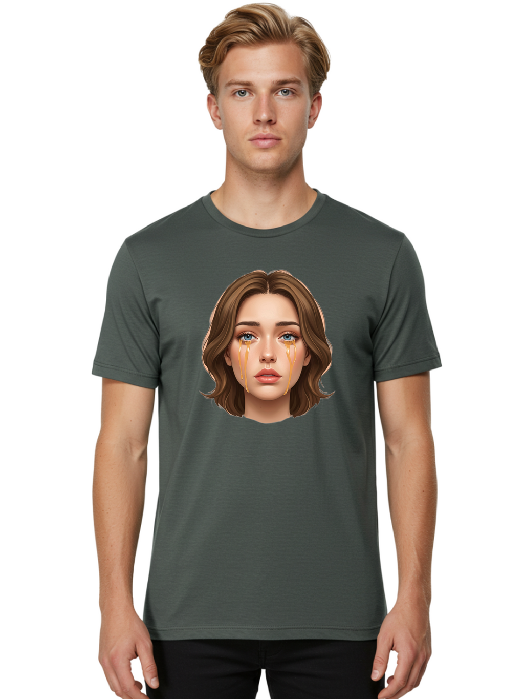 Crying-Woman-2 Men'S Graphic Tee, 100% Cotton, Comfortable Casual Summer Wear, Machine Washable, Vintage Camera, Old Camera, Antique Camera, Black Camera, Classic Photography, Photography Equipment, Nostalgic Device, Film Camera, Camera Art Bai758