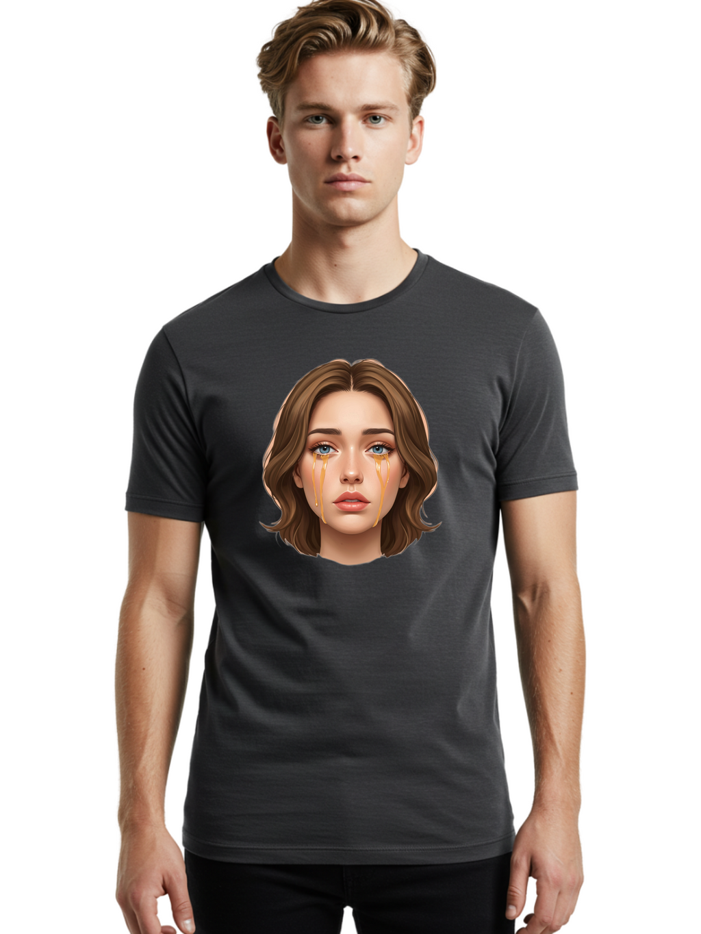 Crying-Woman-2 Men'S Graphic Tee, 100% Cotton, Comfortable Casual Summer Wear, Machine Washable, Vintage Camera, Old Camera, Antique Camera, Black Camera, Classic Photography, Photography Equipment, Nostalgic Device, Film Camera, Camera Art Bai758
