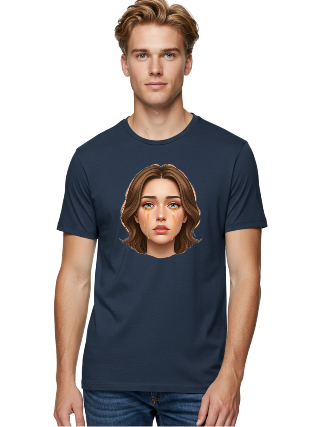Crying-Woman-2 Men'S Graphic Tee, 100% Cotton, Comfortable Casual Summer Wear, Machine Washable, Vintage Camera, Old Camera, Antique Camera, Black Camera, Classic Photography, Photography Equipment, Nostalgic Device, Film Camera, Camera Art Bai758