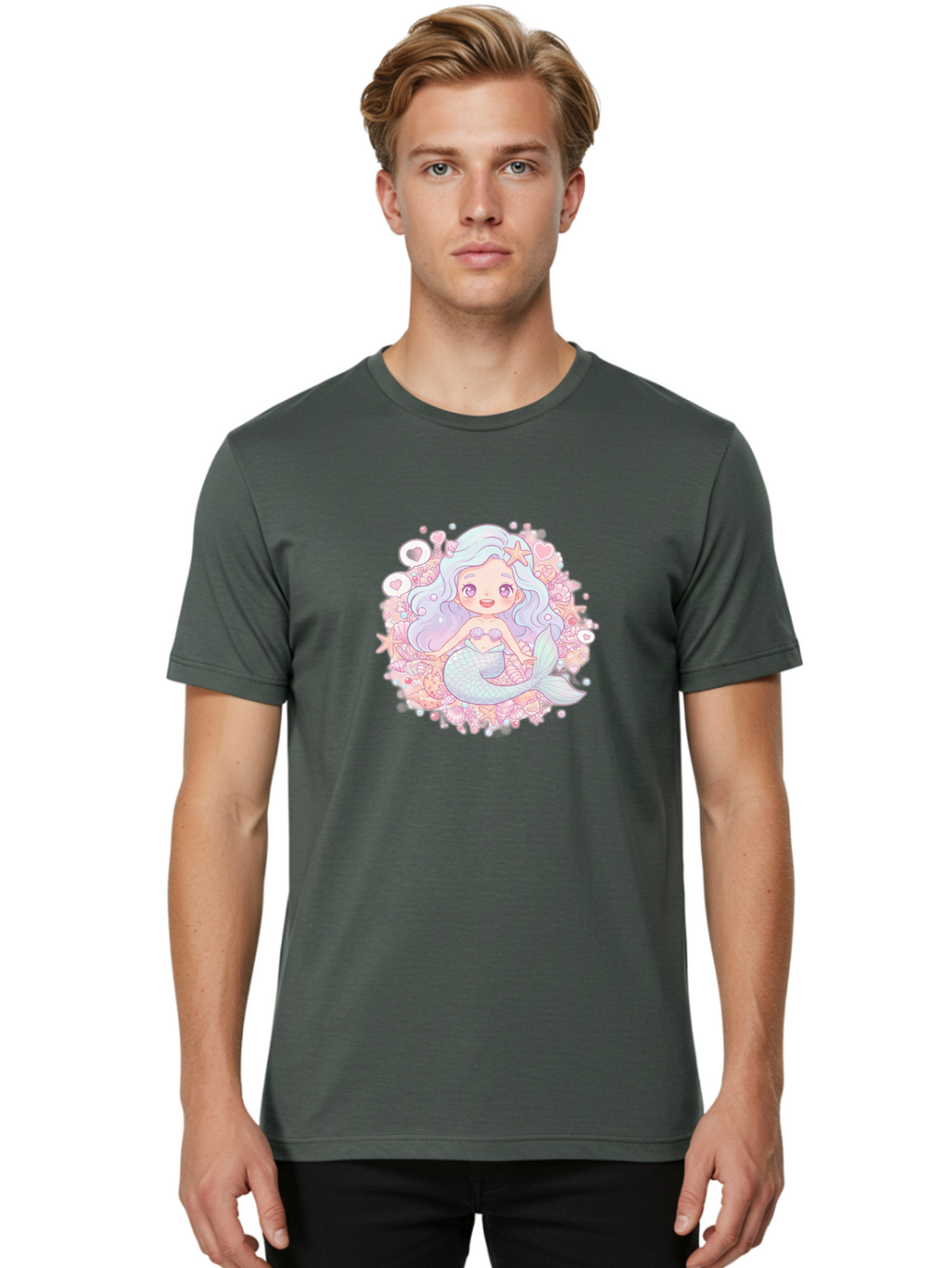Cute-Mermaid-Girl-1 Men'S Graphic Tee, 100% Cotton, Comfortable Casual Summer Wear, Machine Washable, Vintage Camera, Old Camera, Antique Camera, Black Camera, Classic Photography, Photography Equipment, Nostalgic Device, Film Camera, Bai764