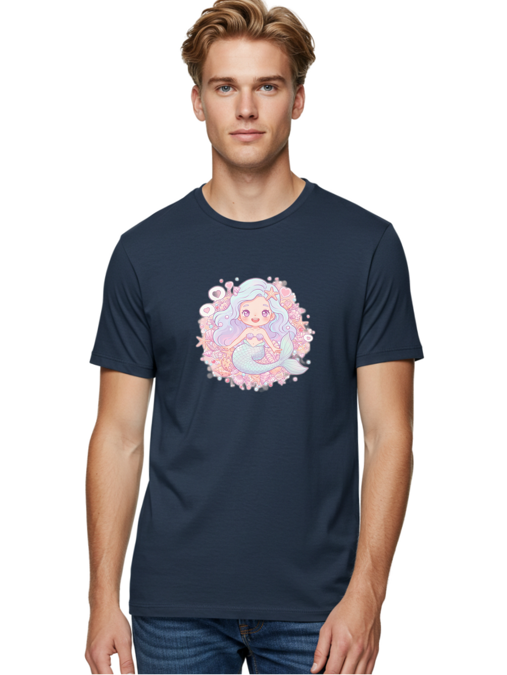 Cute-Mermaid-Girl-1 Men'S Graphic Tee, 100% Cotton, Comfortable Casual Summer Wear, Machine Washable, Vintage Camera, Old Camera, Antique Camera, Black Camera, Classic Photography, Photography Equipment, Nostalgic Device, Film Camera, Bai764