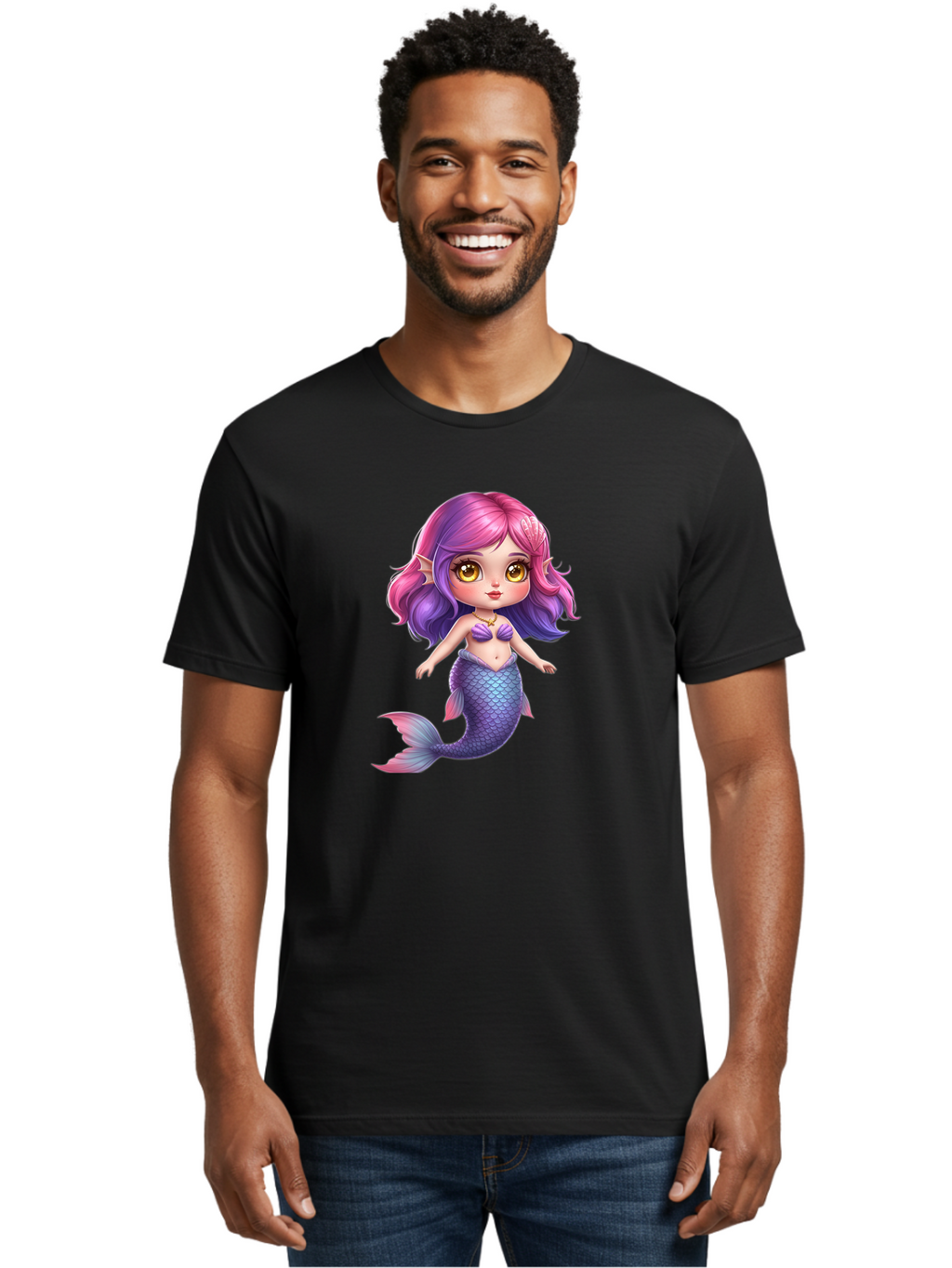 Cute-Mermaid-Girl Men'S Graphic Tee, 100% Cotton, Comfortable Casual Summer Wear, Machine Washable, Vintage Camera, Old Camera, Antique Camera, Black Camera, Classic Photography, Photography Equipment, Nostalgic Device, Film Camera, Camera Art Bai765
