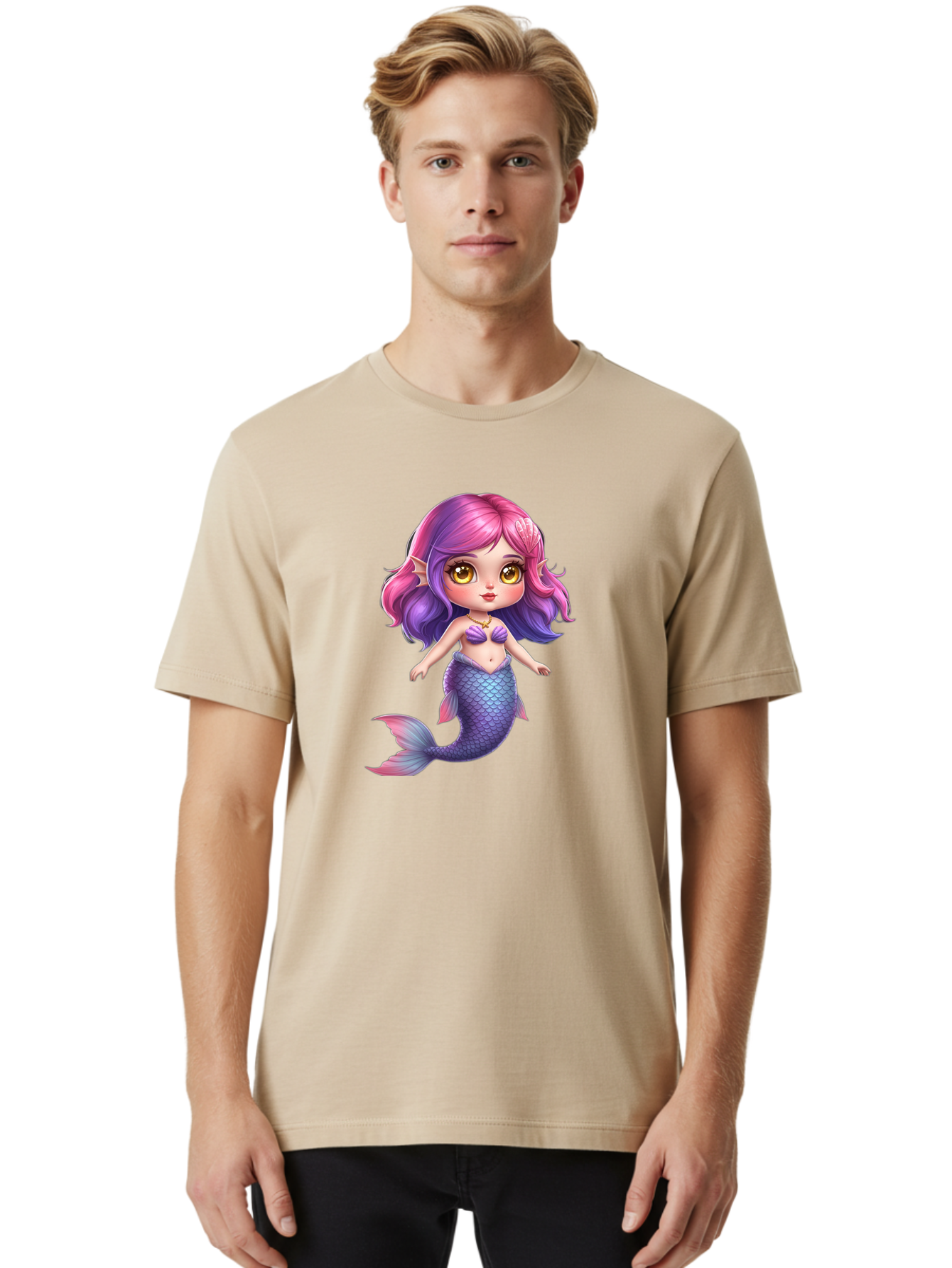 Cute-Mermaid-Girl Men'S Graphic Tee, 100% Cotton, Comfortable Casual Summer Wear, Machine Washable, Vintage Camera, Old Camera, Antique Camera, Black Camera, Classic Photography, Photography Equipment, Nostalgic Device, Film Camera, Camera Art Bai765