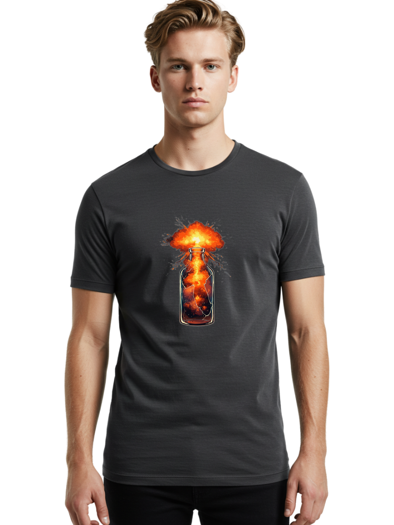 Exploding-Bottle Men'S Graphic Tee, 100% Cotton, Comfortable Casual Summer Wear, Machine Washable, Vintage Camera, Old Camera, Antique Camera, Black Camera, Classic Photography, Photography Equipment, Nostalgic Device, Film Camera, Camera Art Bai781