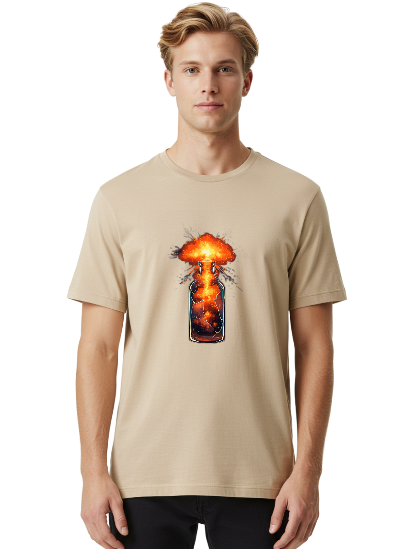 Exploding-Bottle Men'S Graphic Tee, 100% Cotton, Comfortable Casual Summer Wear, Machine Washable, Vintage Camera, Old Camera, Antique Camera, Black Camera, Classic Photography, Photography Equipment, Nostalgic Device, Film Camera, Camera Art Bai781