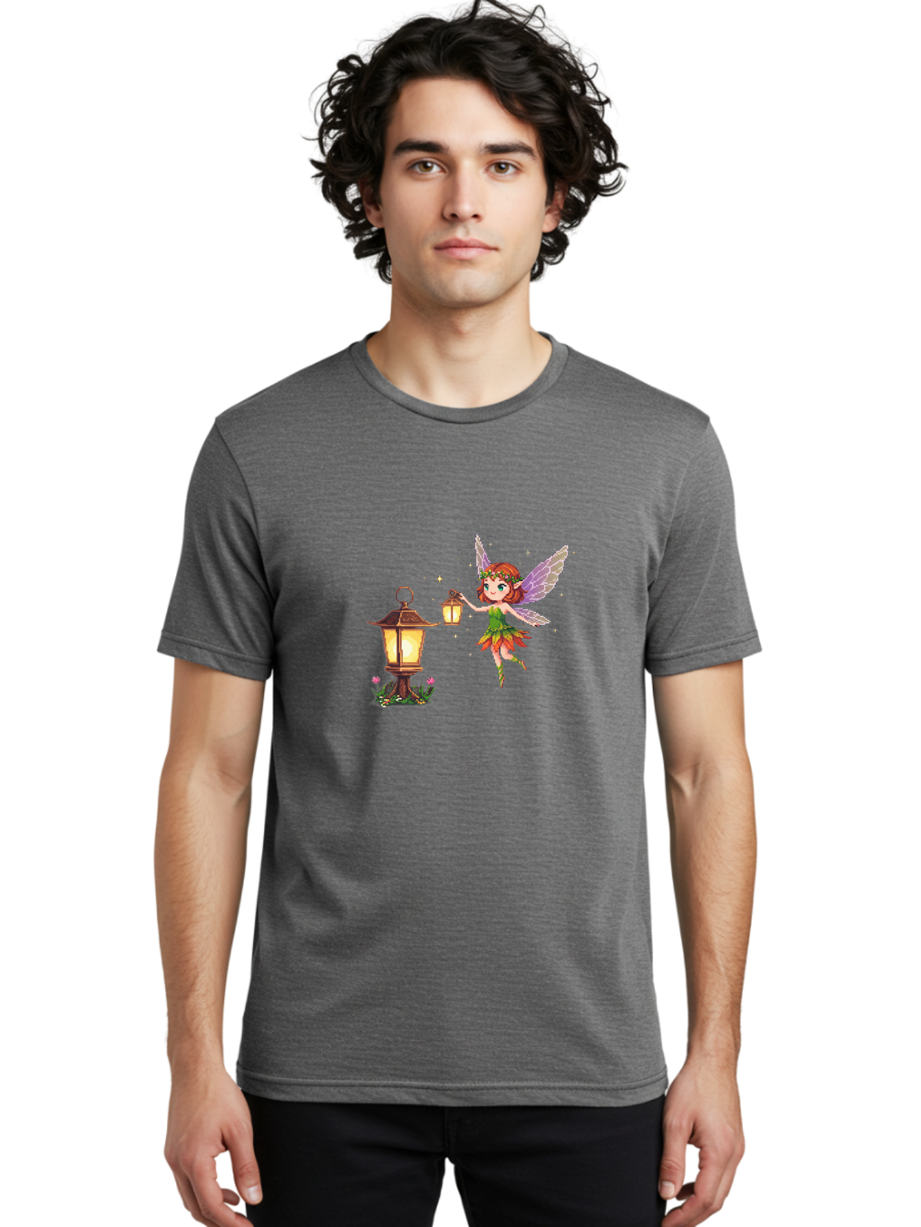 Fairy-With-Lantern-2 Men'S Graphic Tee, 100% Cotton, Comfortable Casual Summer Wear, Machine Washable, Vintage Camera, Old Camera, Antique Camera, Black Camera, Classic Photography, Photography Equipment, Nostalgic Device, Film Camera, Bai799