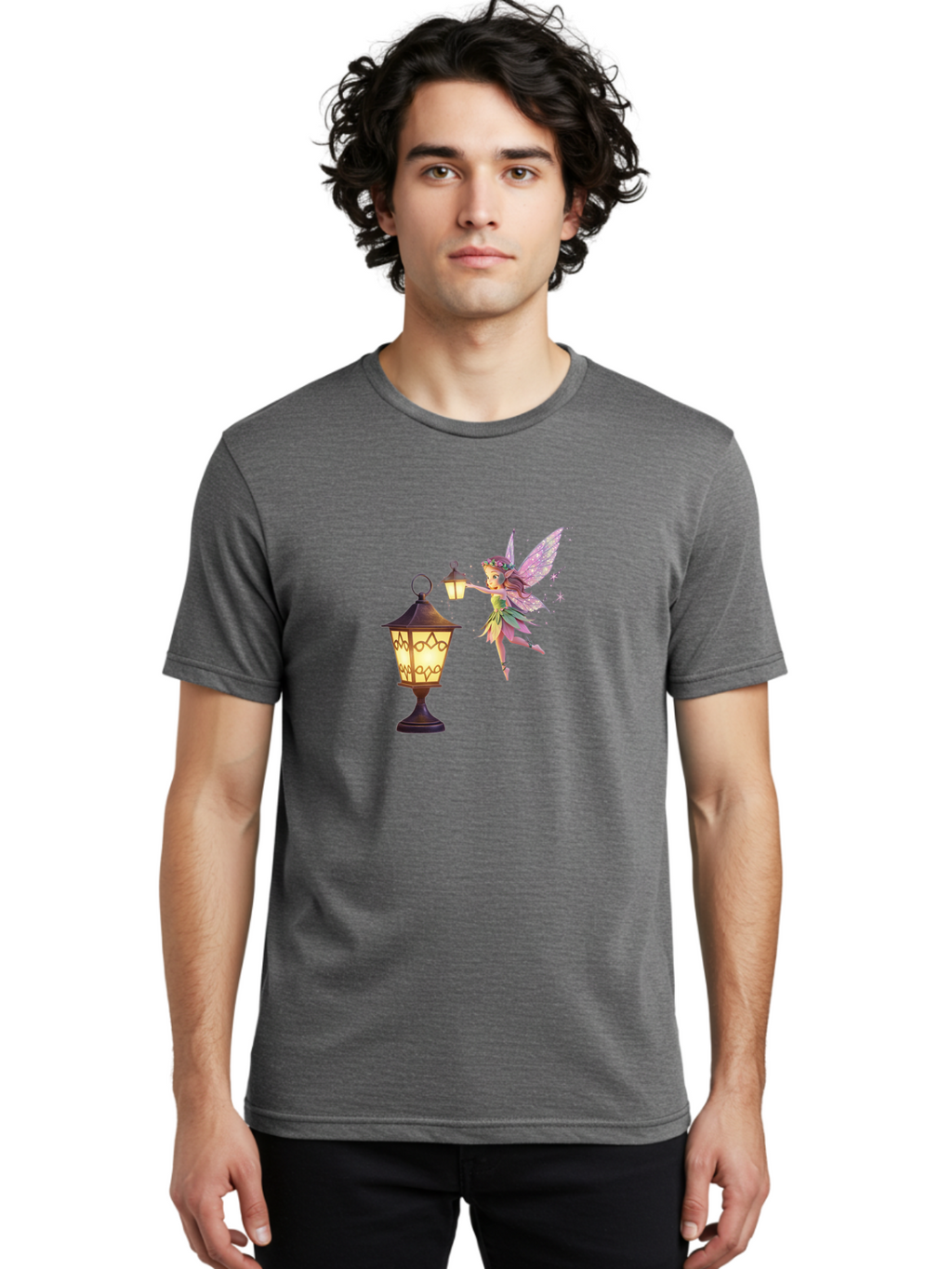 Fairy-With-Lantern-3 Men'S Graphic Tee, 100% Cotton, Comfortable Casual Summer Wear, Machine Washable, Vintage Camera, Old Camera, Antique Camera, Black Camera, Classic Photography, Photography Equipment, Nostalgic Device, Film Camera, Bai800