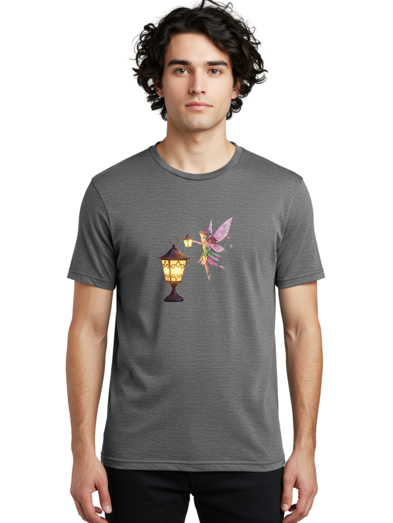 Fairy-With-Lantern-3 Men'S Graphic Tee, 100% Cotton, Comfortable Casual Summer Wear, Machine Washable, Vintage Camera, Old Camera, Antique Camera, Black Camera, Classic Photography, Photography Equipment, Nostalgic Device, Film Camera, Bai800